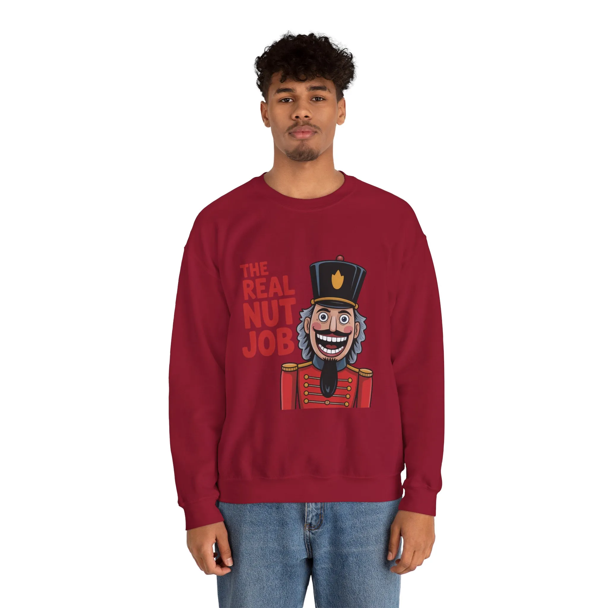 The Real Nut Job Men's Sweatshirt, Funny Nutcracker Christmas Sweater, Holiday Gift for Him - Image 23