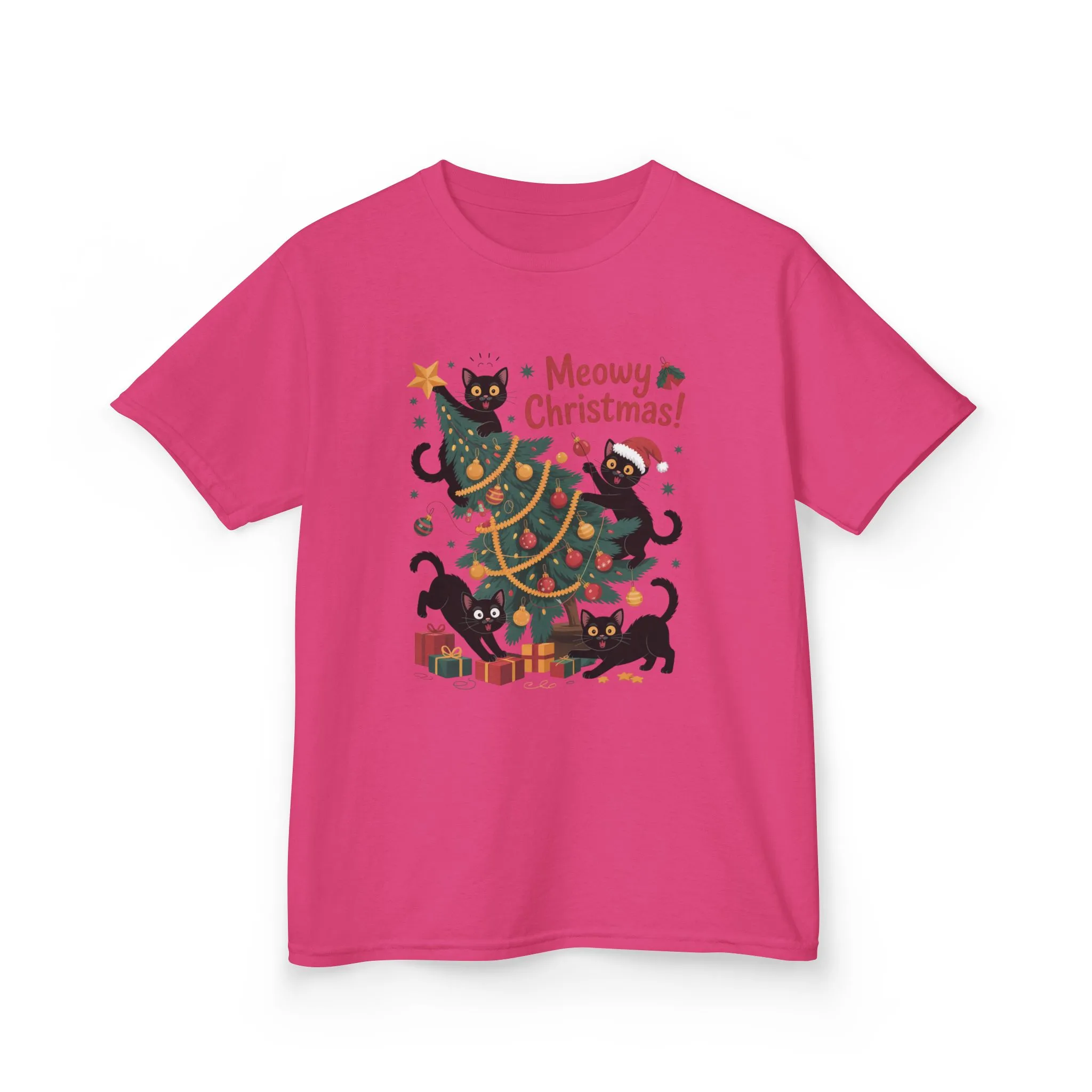 Kids Funny Cat Christmas Tree T-Shirt, Cute Black Cats Holiday Tee, Christmas Cat Chaos Shirt for Girls - Image 25