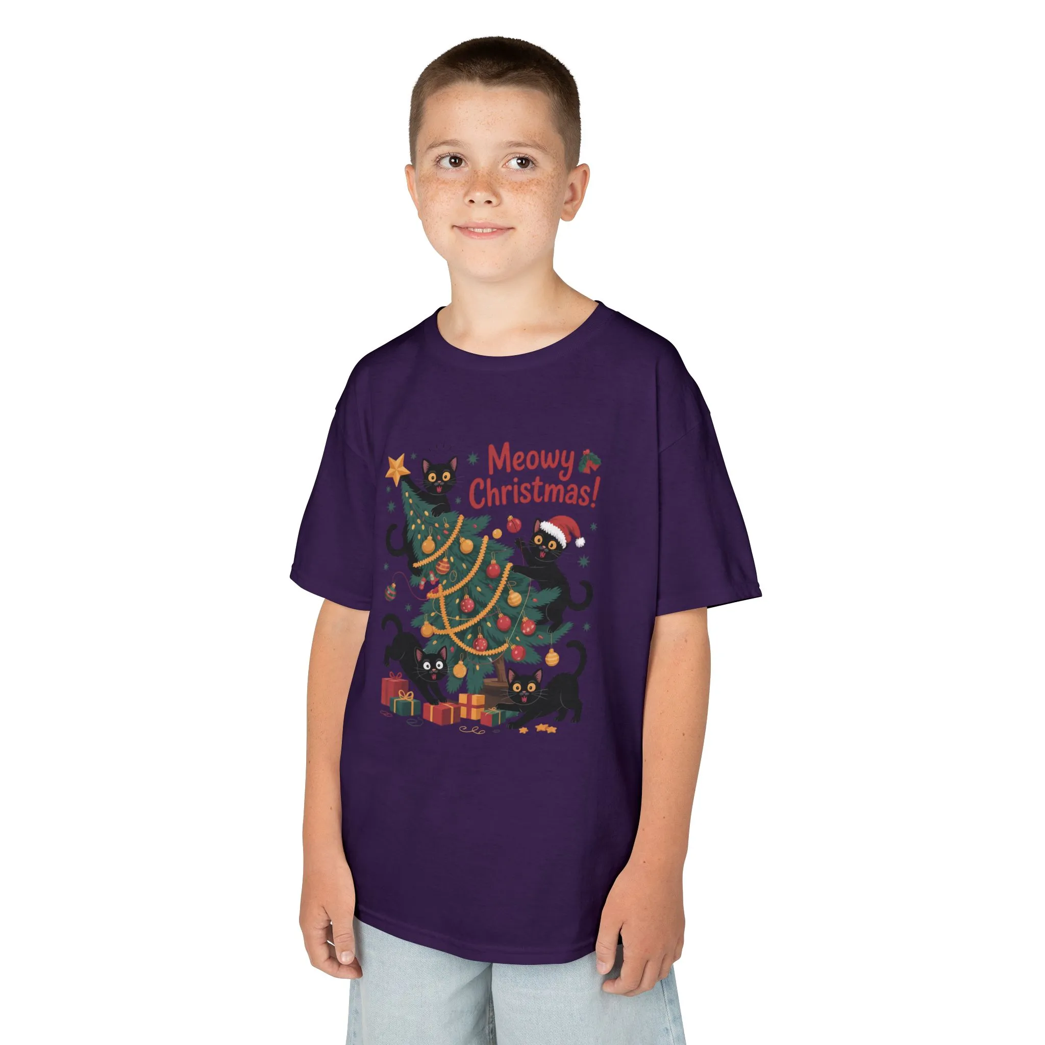 Kids Funny Cat Christmas Tree T-Shirt, Cute Black Cats Holiday Tee, Christmas Cat Chaos Shirt for Girls - Image 21