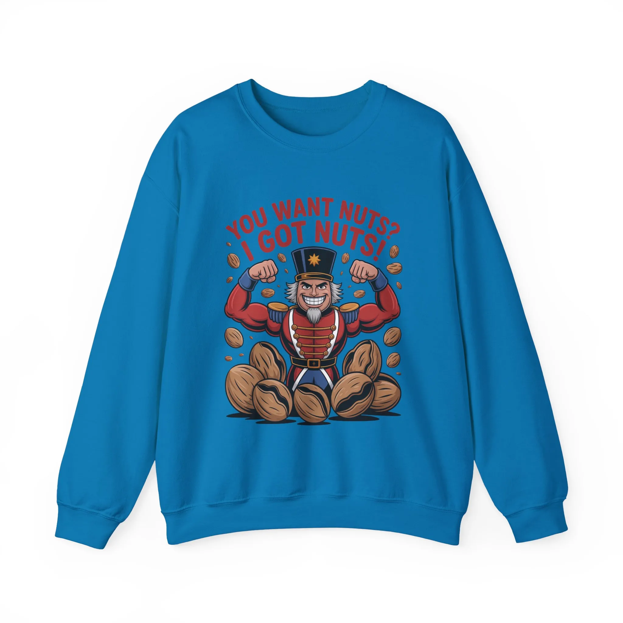 You Want Nuts? Got Nuts! Men's Sweatshirt, Funny Nutcracker Christmas Sweater, Holiday Gift for Him - Image 16