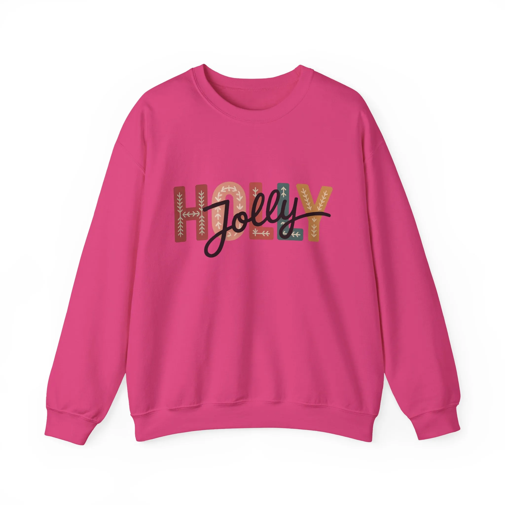 Women's Holly Jolly Christmas Sweatshirt, Minimal Festive Letter Design, Cozy Holiday Pullover, Mother-Daughter Matching Outfit - Image 29