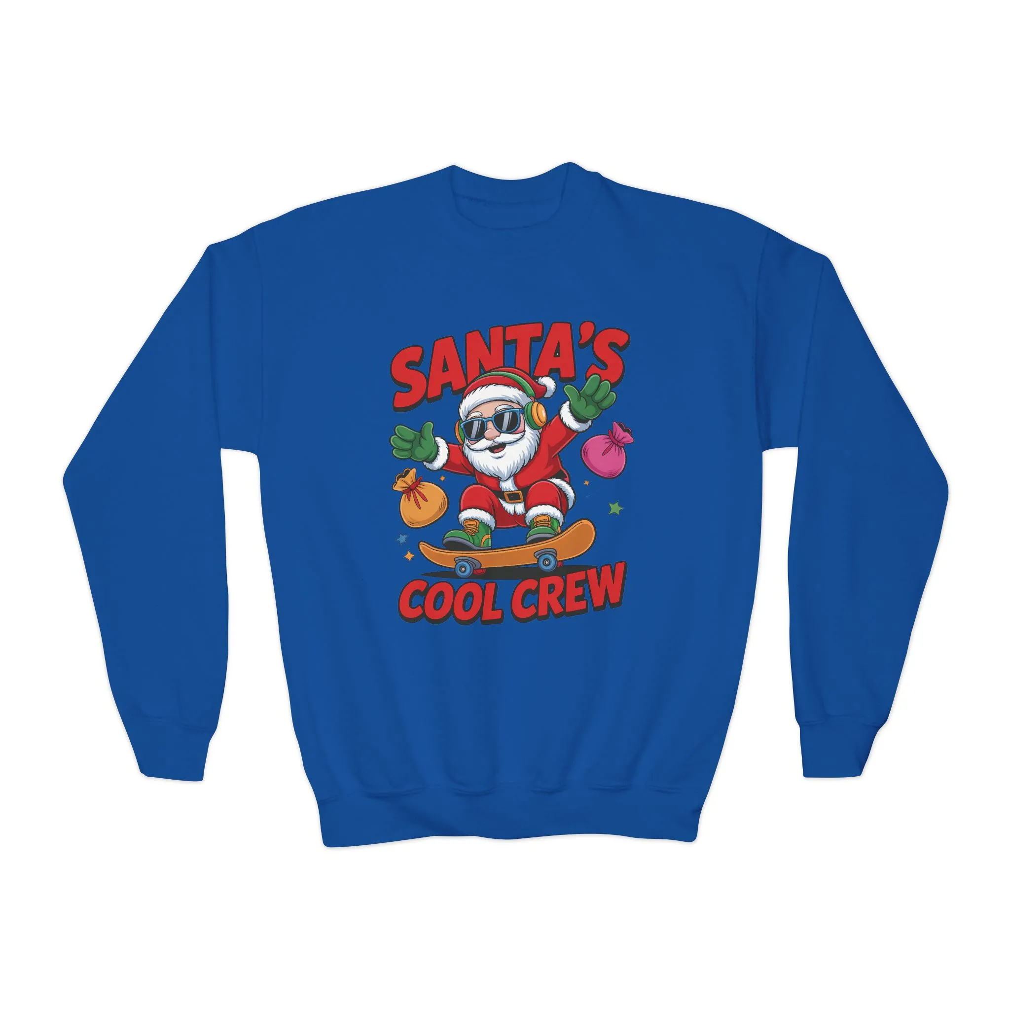 Santa's Cool Crew Youth Sweatshirt, Funny Santa Skateboard Christmas Pullover for Boys, Youth Crewneck Sweatshirt - Image 13