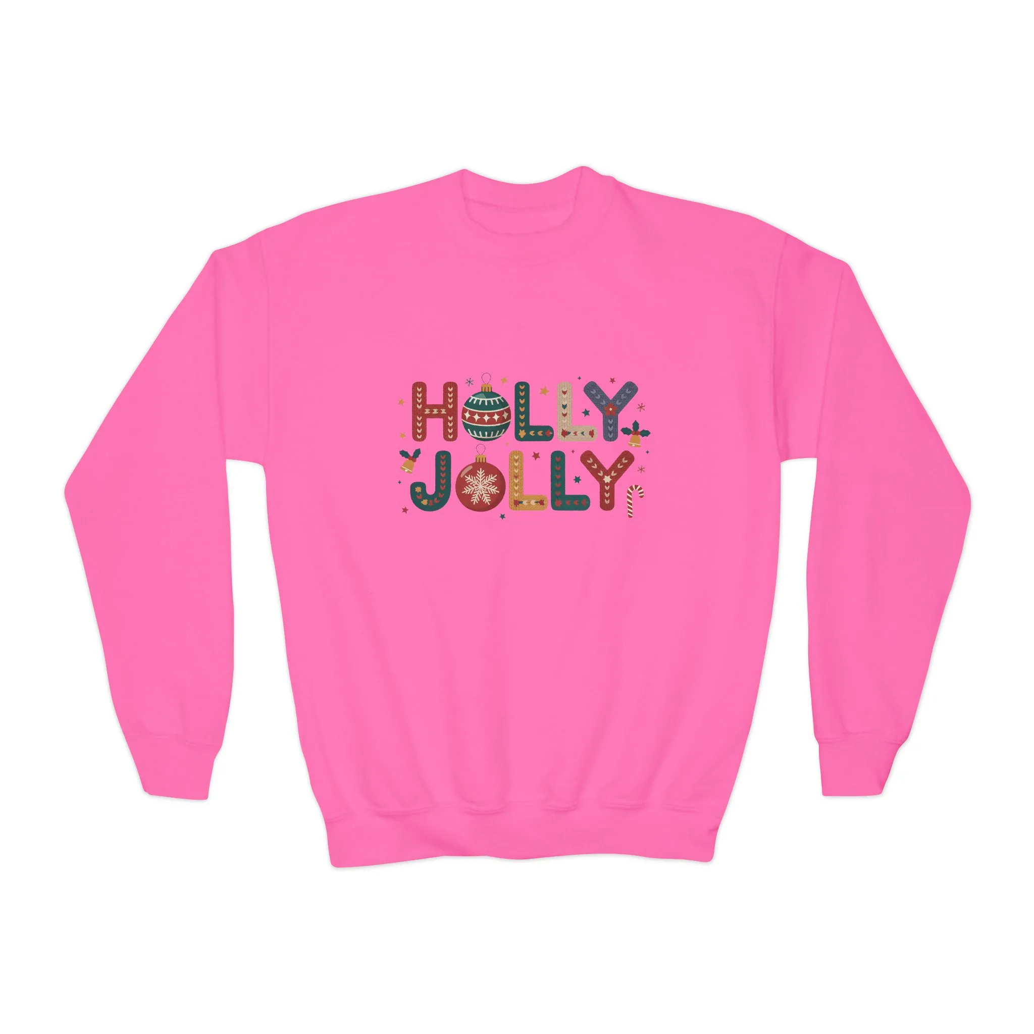 Girls Holly Jolly Christmas Sweatshirt, Cute Ornament Letter Pullover, Mother-Daughter Matching Outfit - Image 13