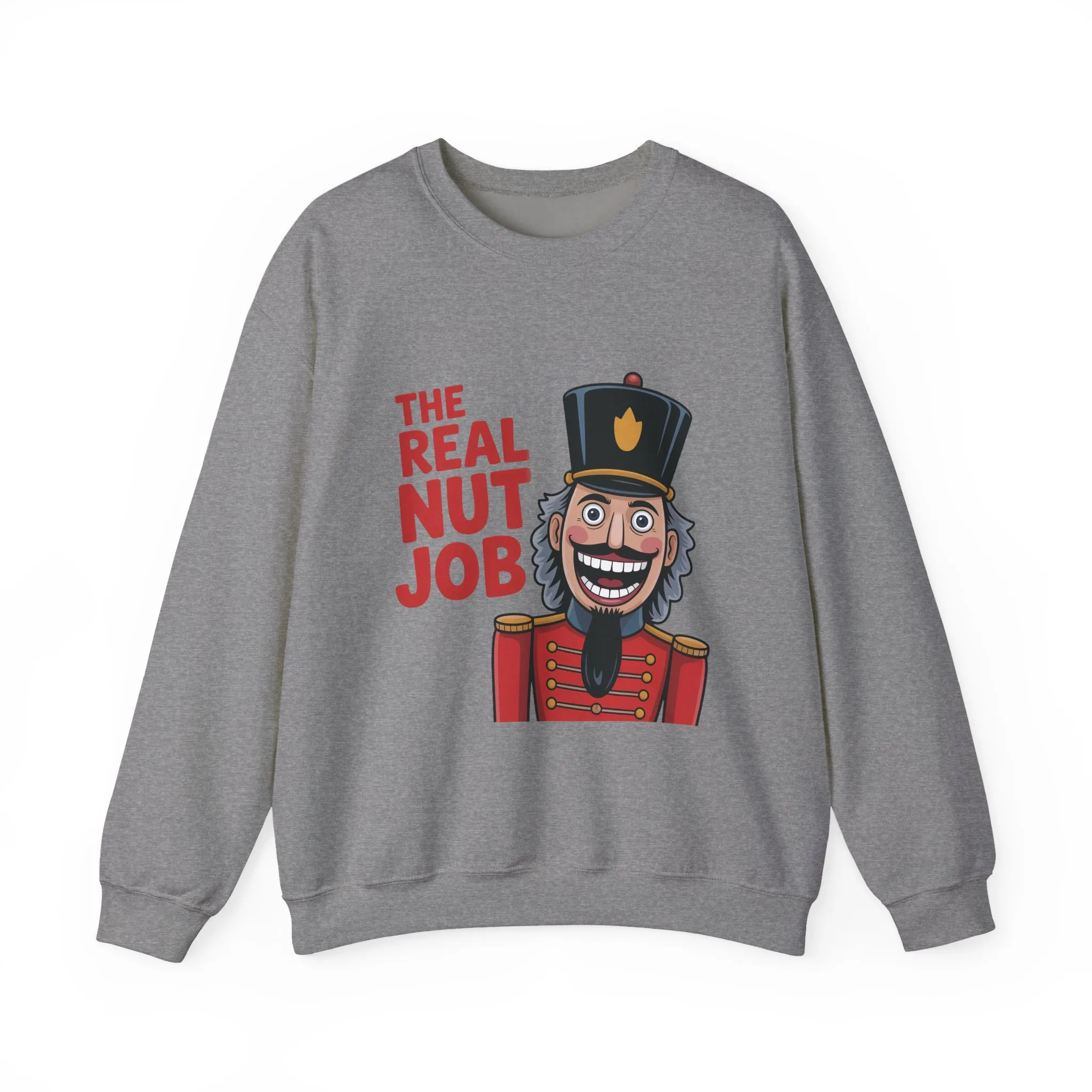 The Real Nut Job Men's Sweatshirt, Funny Nutcracker Christmas Sweater, Holiday Gift for Him - Image 7
