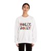 Women's Holly Jolly Christmas Sweatshirt, Ornament Letter Design, Cozy Holiday Pullover, Mother-Daughter Matching Outfit