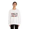 Women's Holly Jolly Christmas Sweatshirt, Ornament Letter Design, Cozy Holiday Pullover, Mother-Daughter Matching Outfit