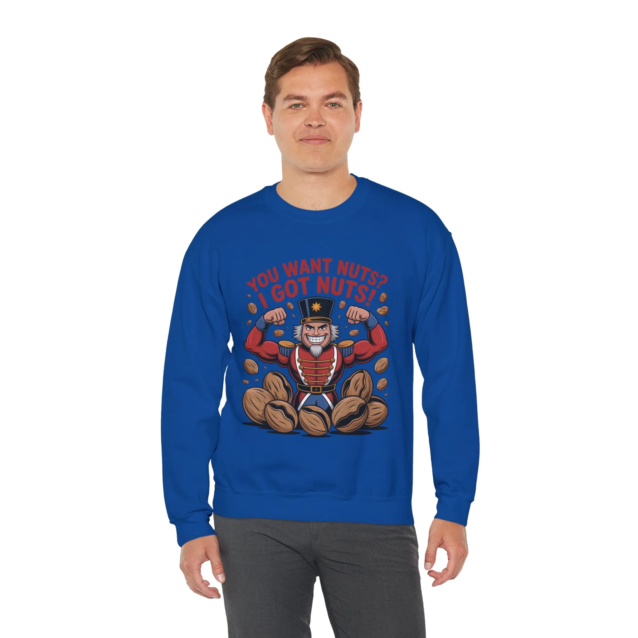 You Want Nuts? Got Nuts! Men's Sweatshirt, Funny Nutcracker Christmas Sweater, Holiday Gift for Him - Image 21