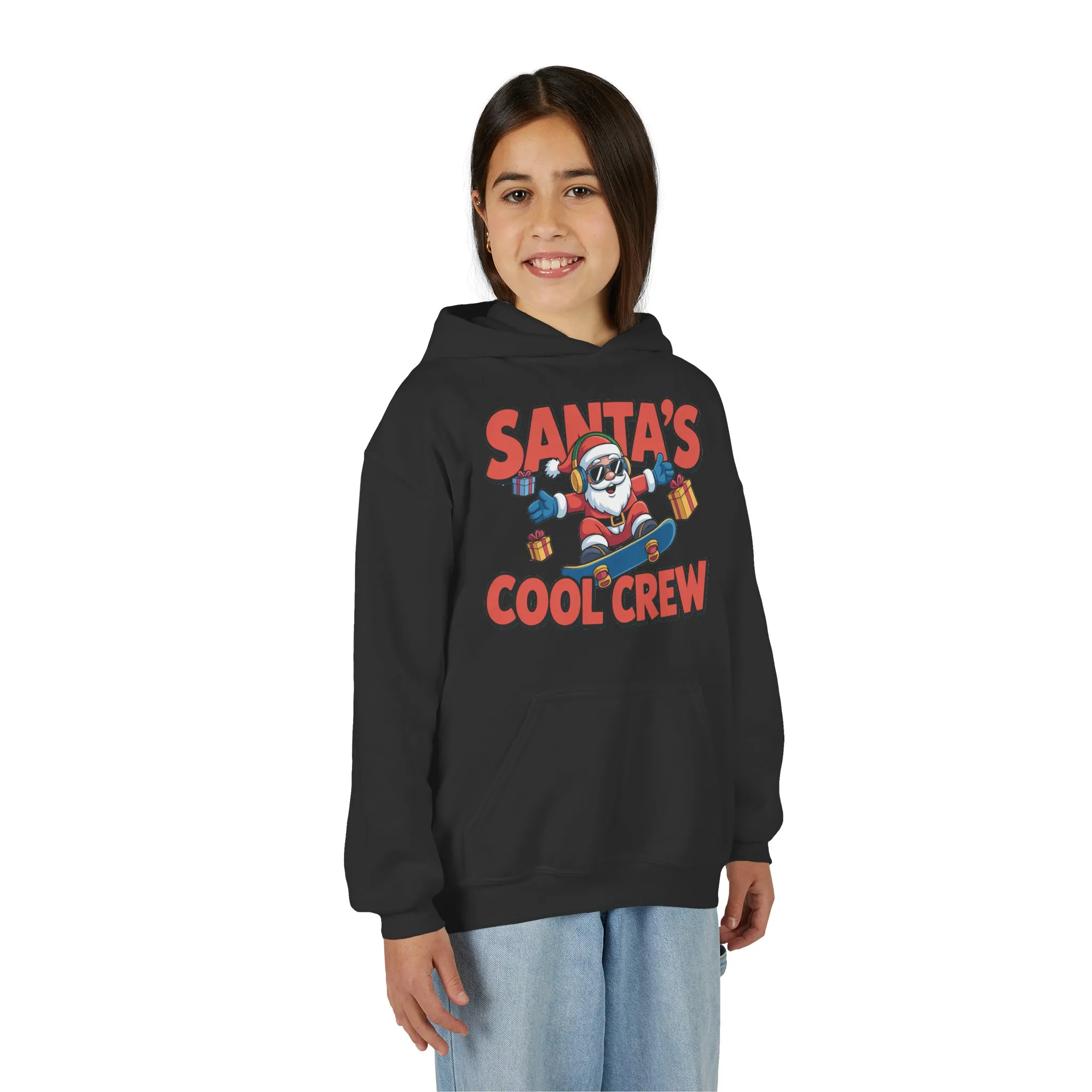 Santa's Cool Crew Youth Hoodie, Funny Christmas Hoodie for Boys, Cool Santa Skateboard Gift, Youth Heavy Blend Hooded Sweatshirt - Image 8