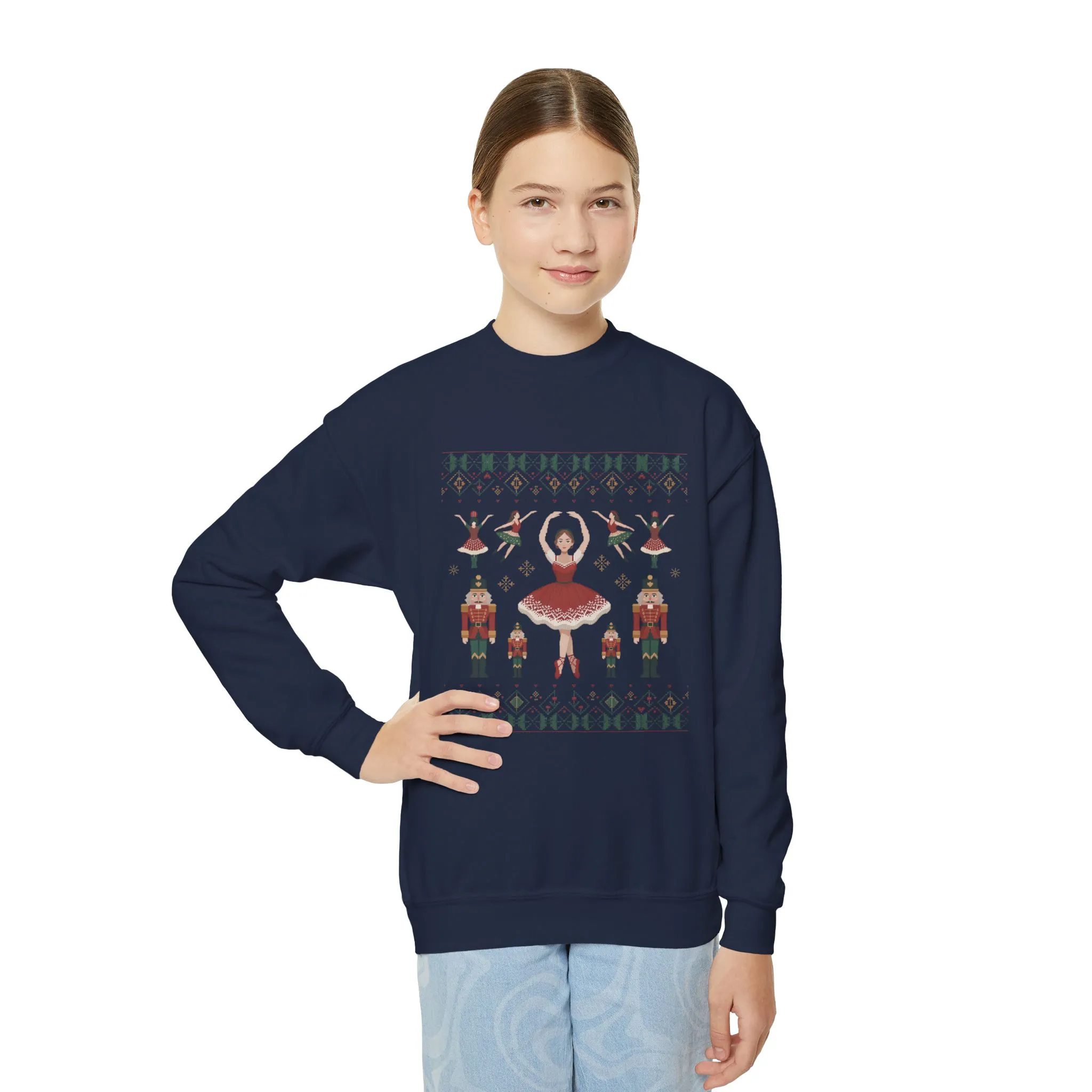 Nutcracker Ballerina Girls Christmas Sweatshirt, Cozy Holiday Sweater, Mom - Daughter Family Match Outfit - Image 10