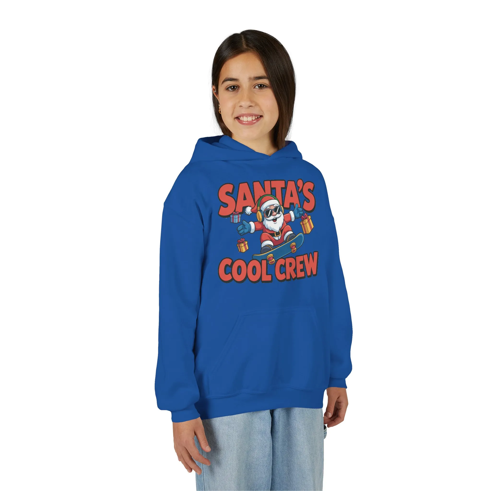 Santa's Cool Crew Youth Hoodie, Funny Christmas Hoodie for Boys, Cool Santa Skateboard Gift, Youth Heavy Blend Hooded Sweatshirt - Image 16