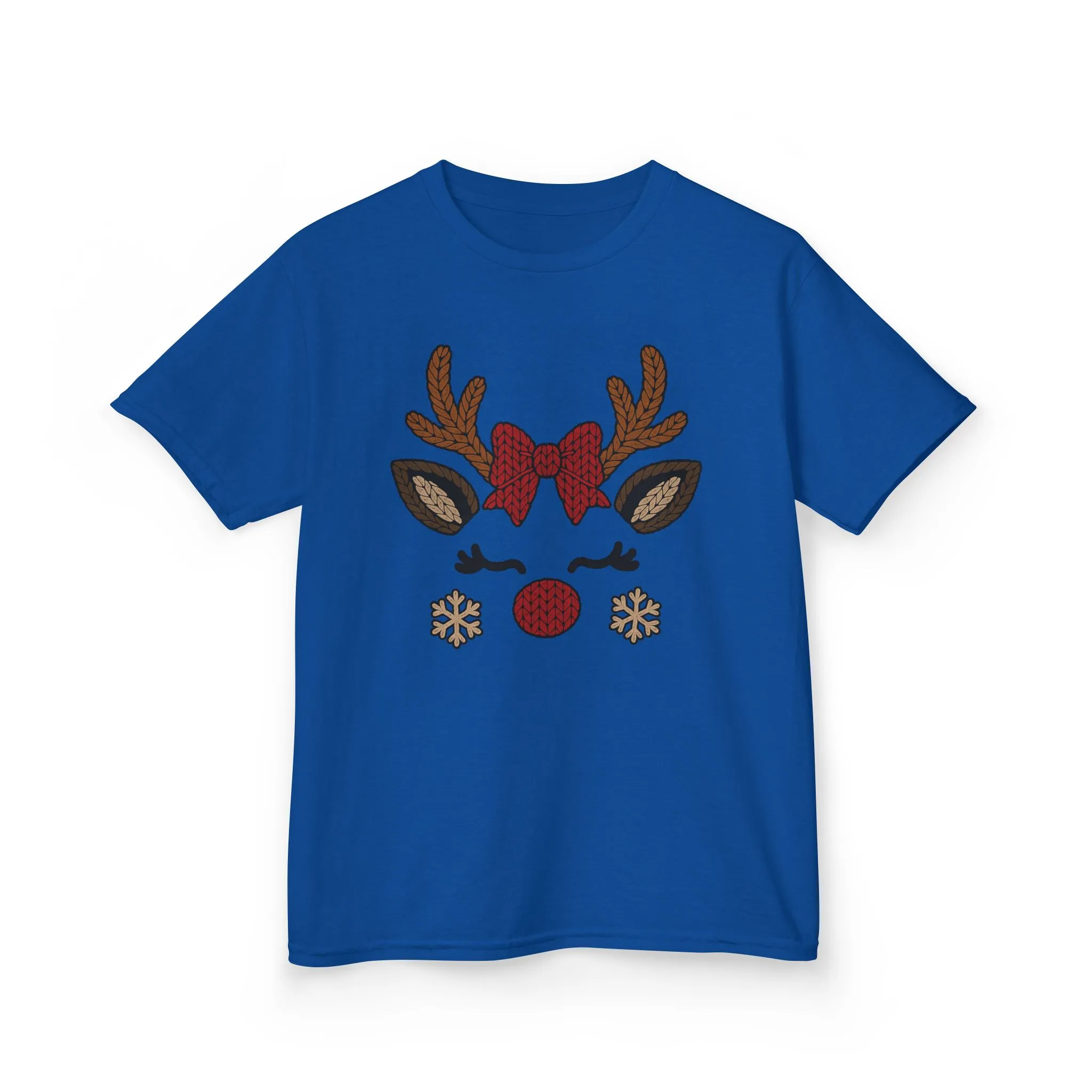 Girls Reindeer Face Christmas T-Shirt, Cute Holiday Tee, Mother-Daughter Matching Outfit - Image 7