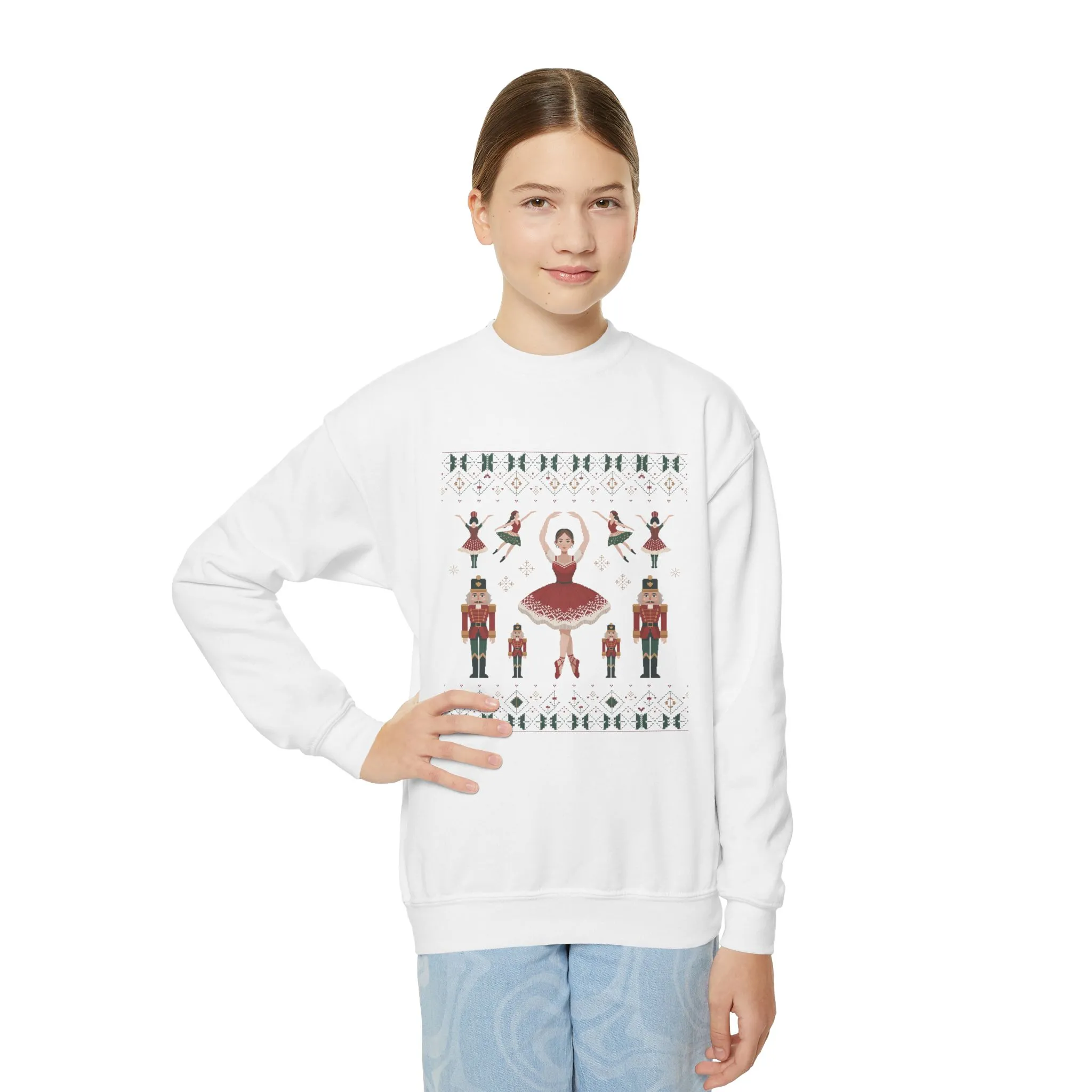 Nutcracker Ballerina Girls Christmas Sweatshirt, Cozy Holiday Sweater, Mom - Daughter Family Match Outfit - Image 4