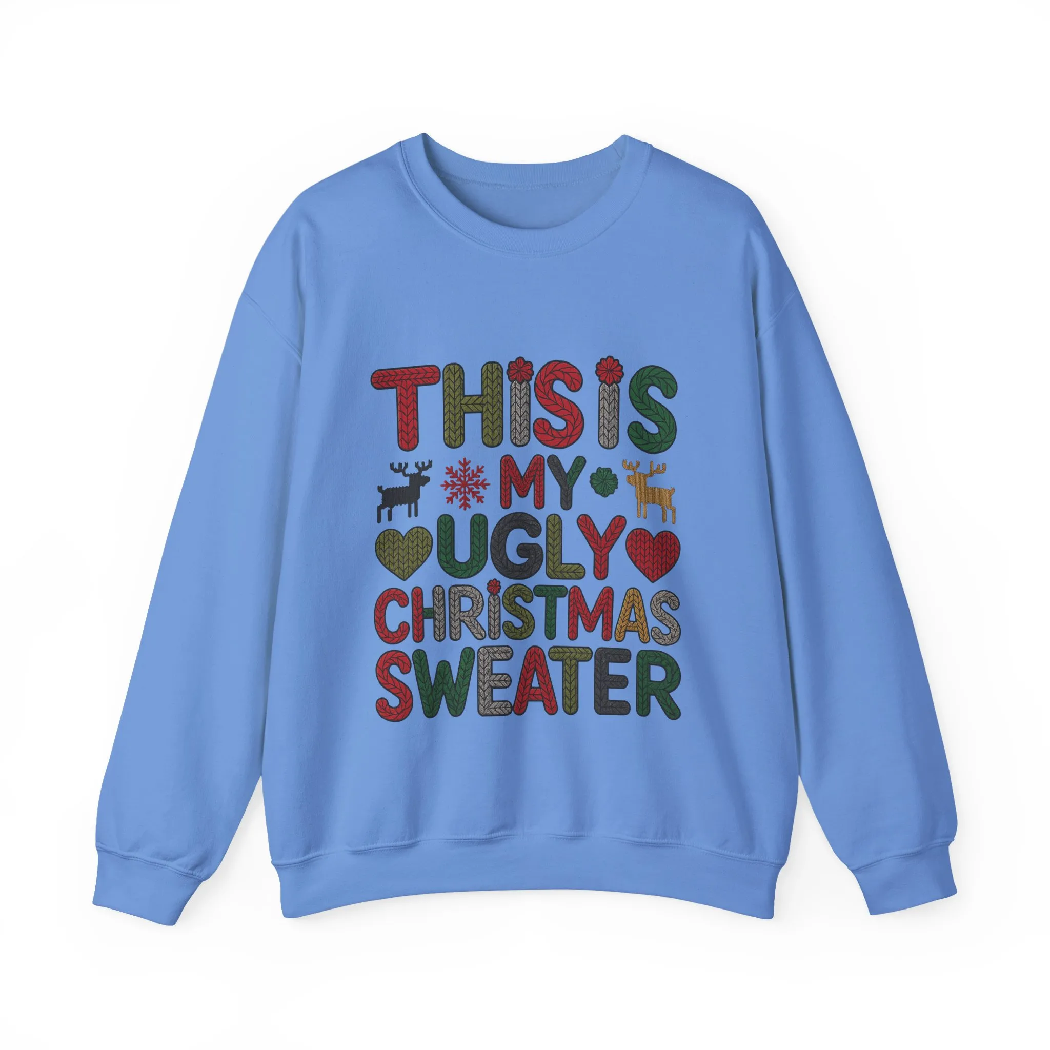 This Is My Ugly Christmas Sweater Women's Sweatshirt, Funny Holiday Pullover, Festive Knit Letter Design, Christmas Party Outfit - Image 7