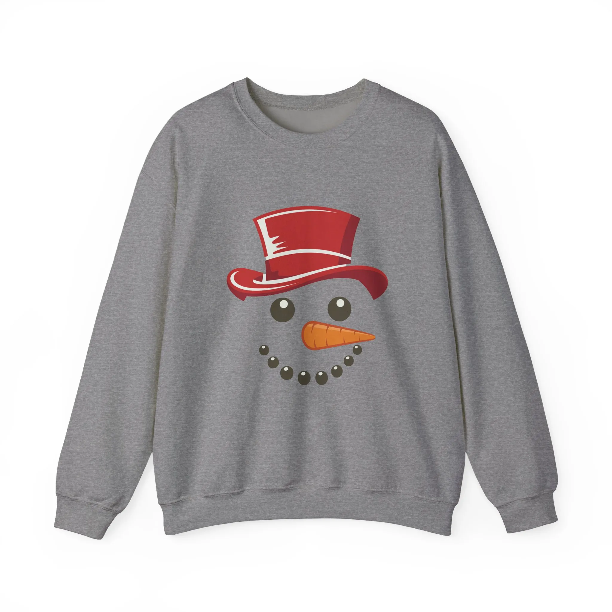 Snowman Face Christmas Sweatshirt, Cute Minimalist Holiday Crewneck, Red Hat Snowman Design, Unisex Winter Gift, Unisex Crewneck Sweatshirt - Image 4