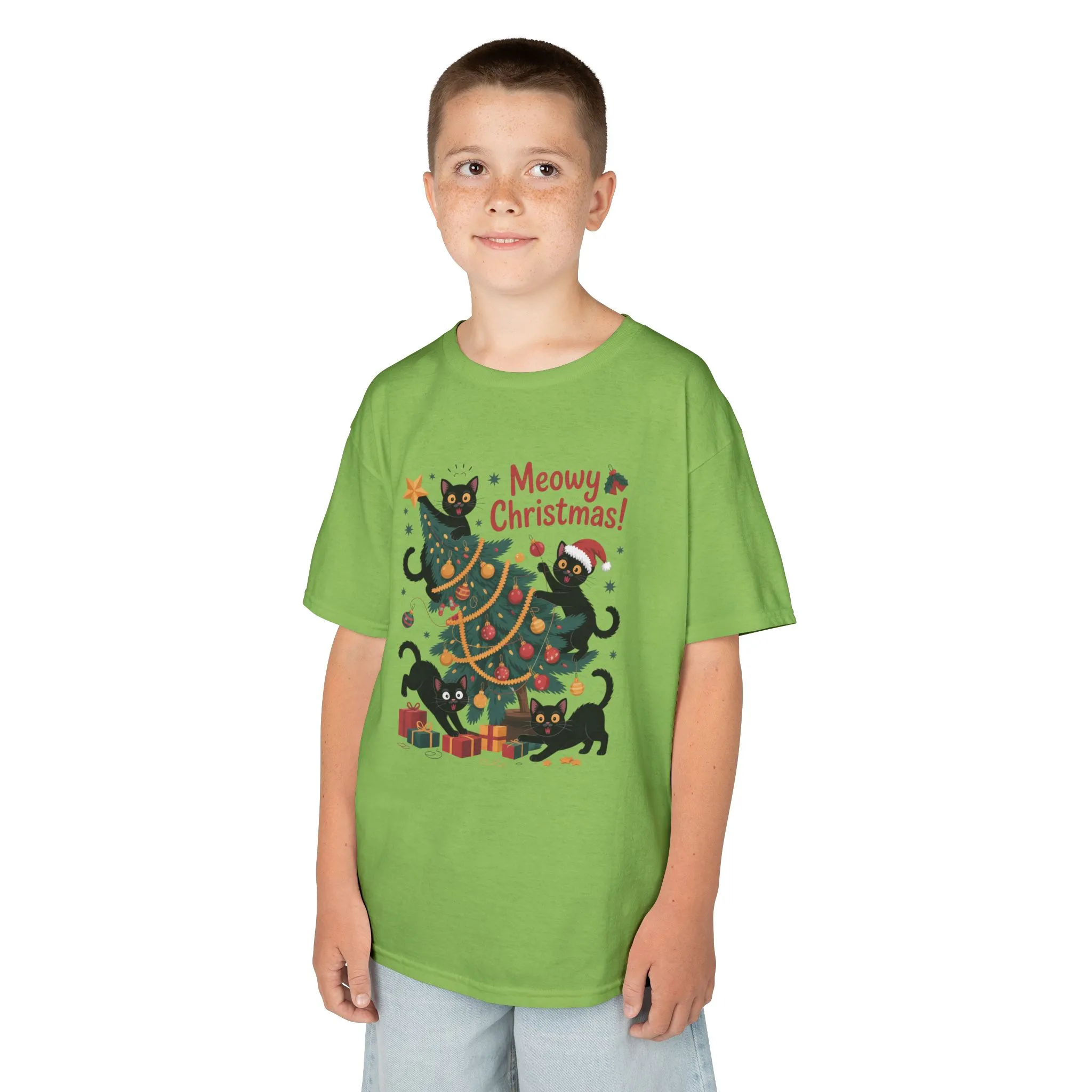 Kids Funny Cat Christmas Tree T-Shirt, Cute Black Cats Holiday Tee, Christmas Cat Chaos Shirt for Girls - Image 9