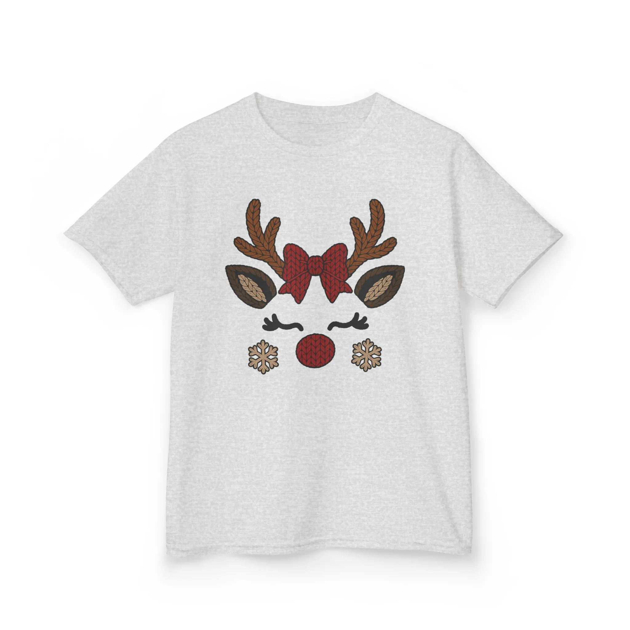 Girls Reindeer Face Christmas T-Shirt, Cute Holiday Tee, Mother-Daughter Matching Outfit - Image 2