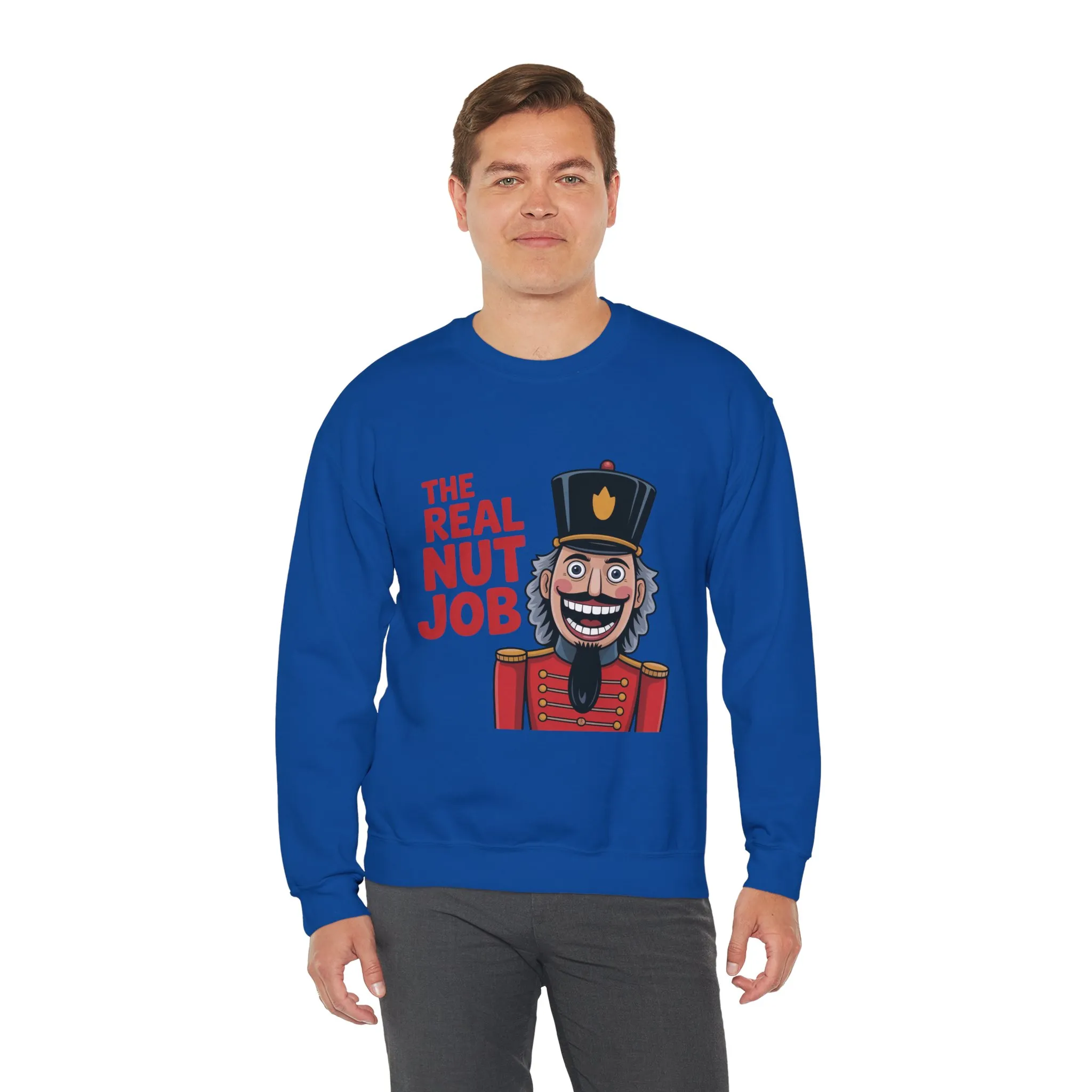 The Real Nut Job Men's Sweatshirt, Funny Nutcracker Christmas Sweater, Holiday Gift for Him - Image 18