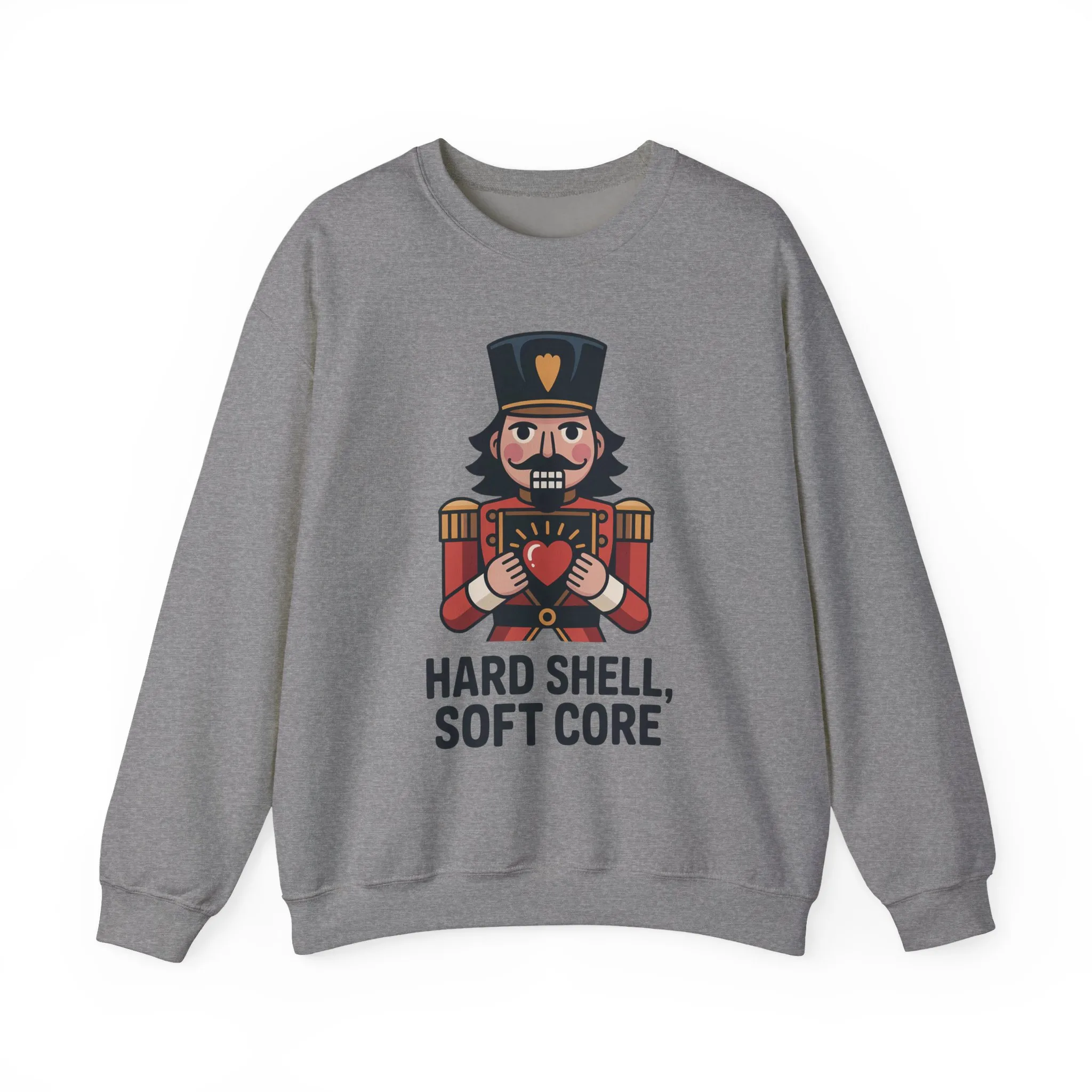 Hard Shell Soft Core Men's Sweatshirt, Funny Nutcracker Christmas Sweater, Holiday Gift for Him - Image 7