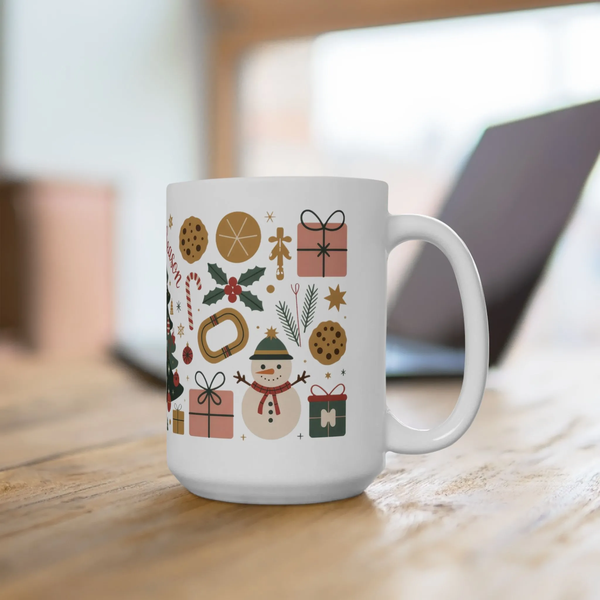 Tis The Season Christmas Mug, Cozy Holiday Coffee Cup, Festive Tree - Santa Design, Christmas Gift Idea, Ceramic Mug, (11oz, 15oz) - Image 13