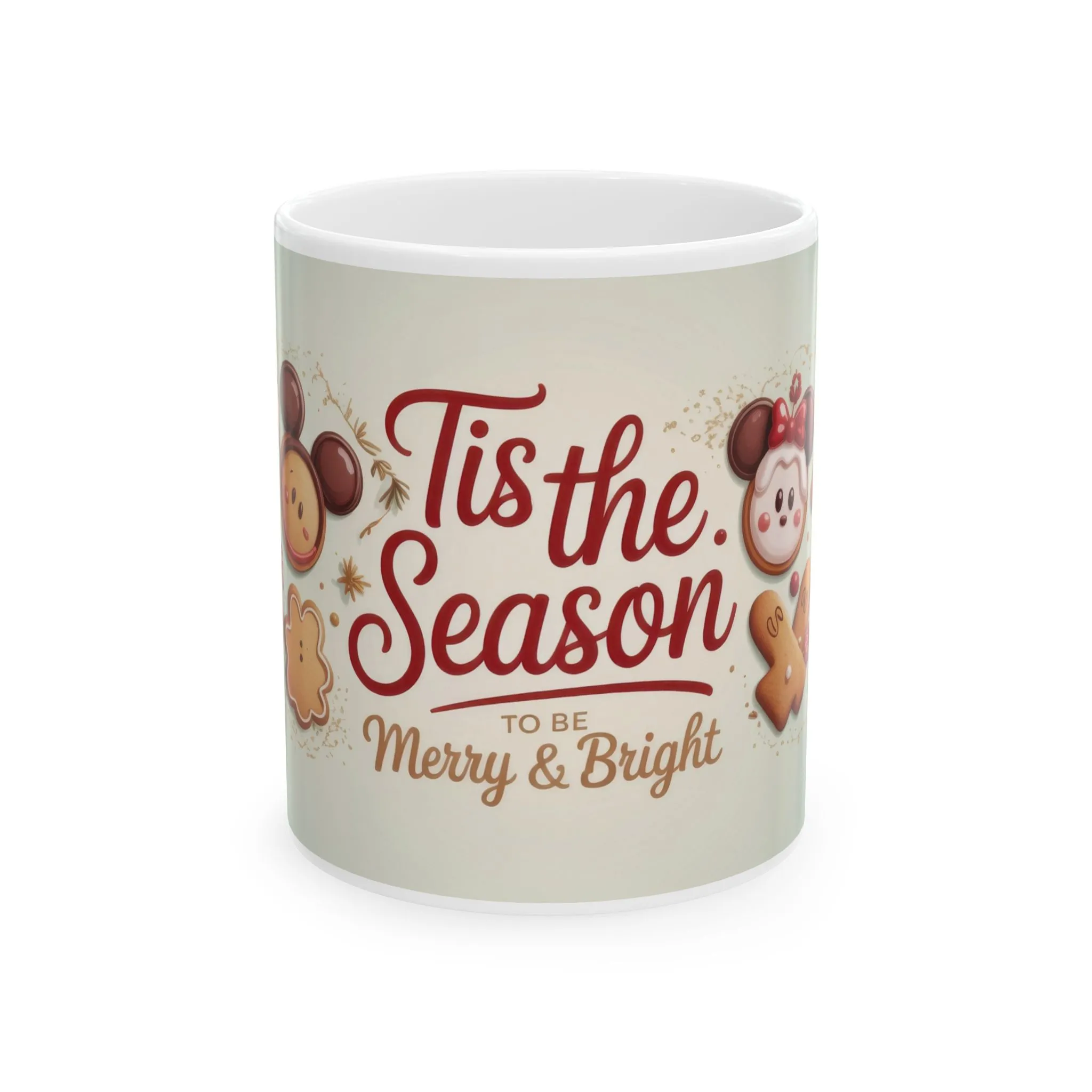 Tis The Season Christmas Mug, Gingerbread Cookie Cup, Cute Holiday Cocoa Mug, Merry - Bright Gift Idea, Ceramic Mug, (11oz, 15oz)