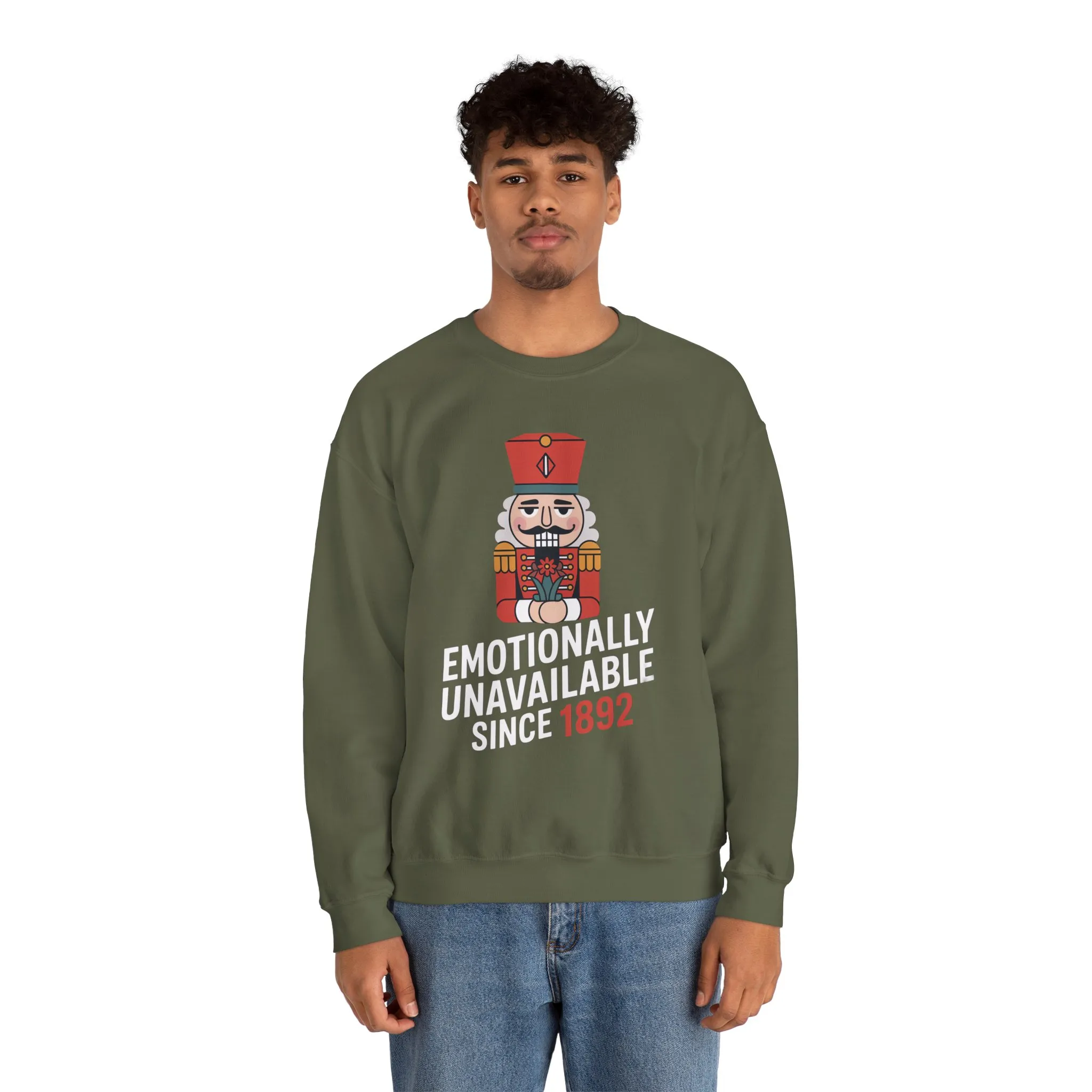 Emotionally Unavailable Since 1892 Men's Sweatshirt, Funny Nutcracker Christmas Sweater, Holiday Gift for Him - Image 8