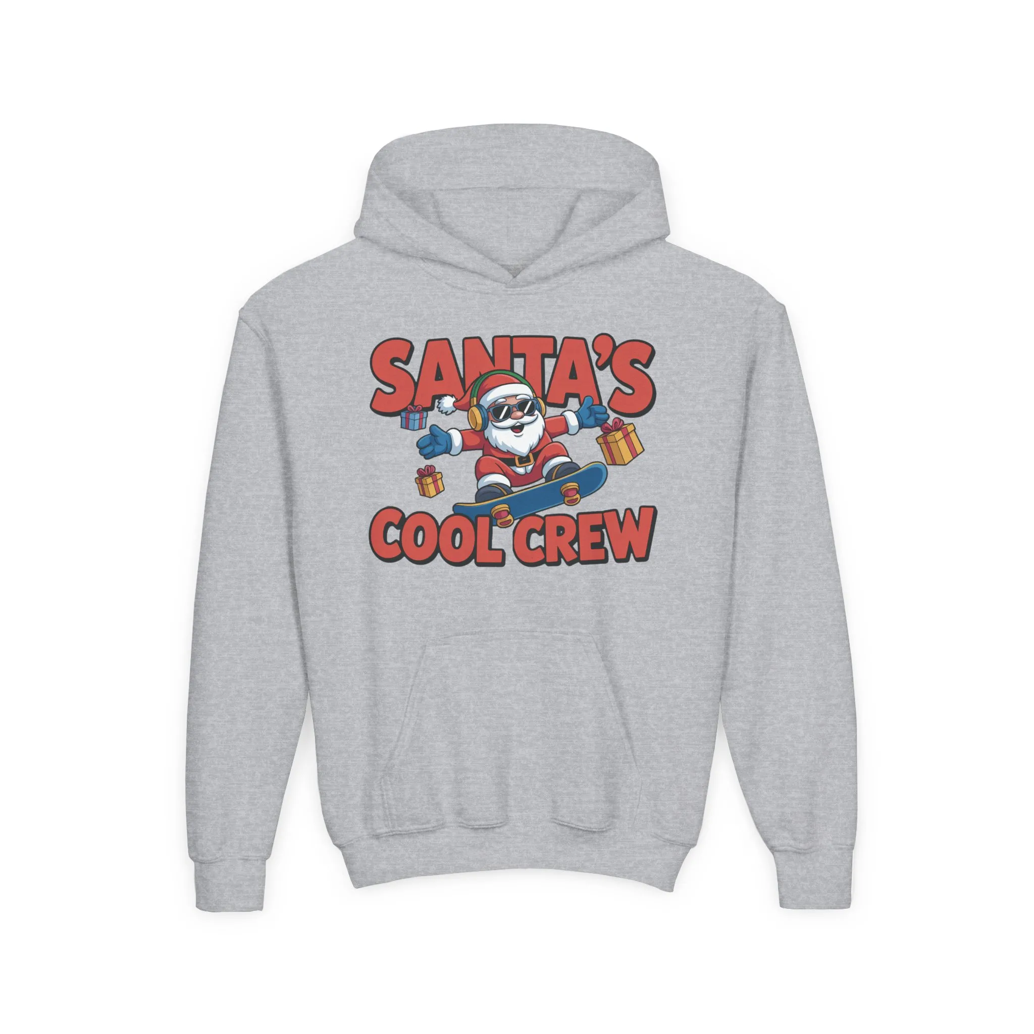 Santa's Cool Crew Youth Hoodie, Funny Christmas Hoodie for Boys, Cool Santa Skateboard Gift, Youth Heavy Blend Hooded Sweatshirt - Image 9