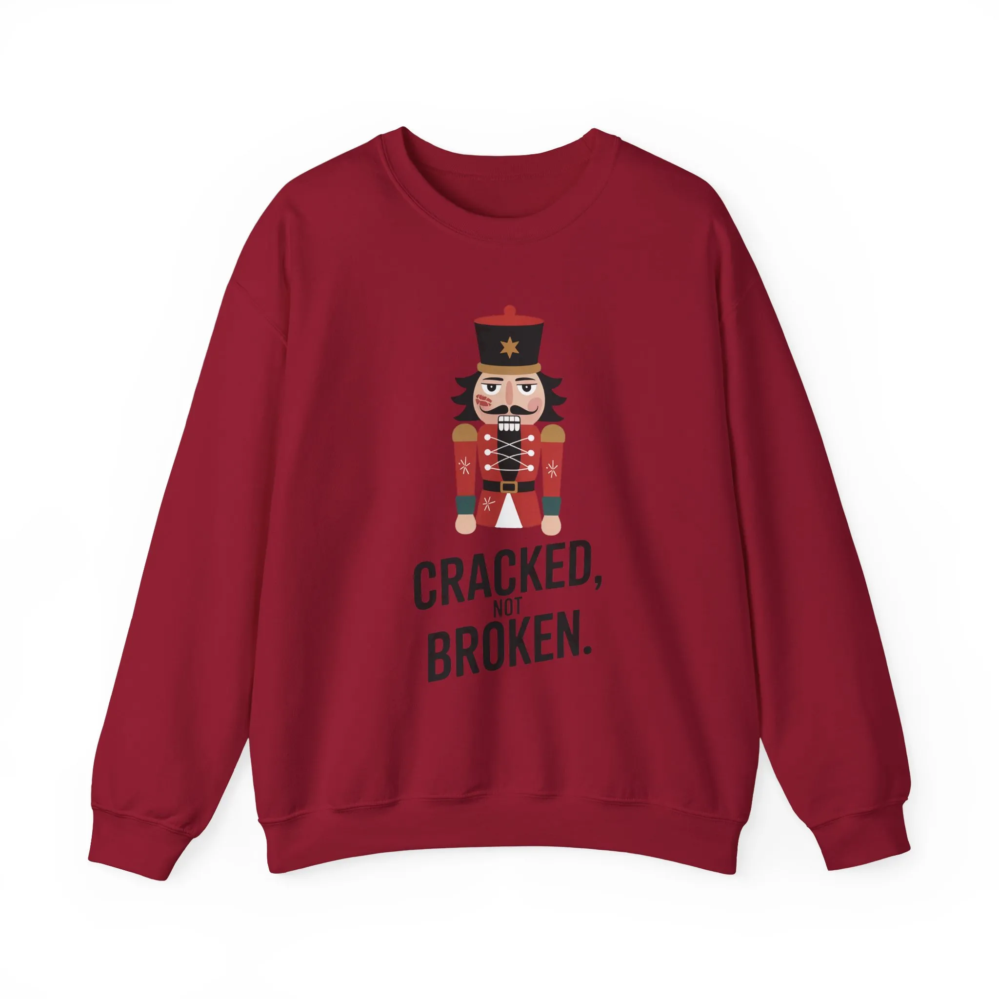 Funny Nutcracker Christmas Shirt for Men, Cracked Not Broken Sweatshirt, Holiday Humor Gift, Festive Winter Outfit - Image 25