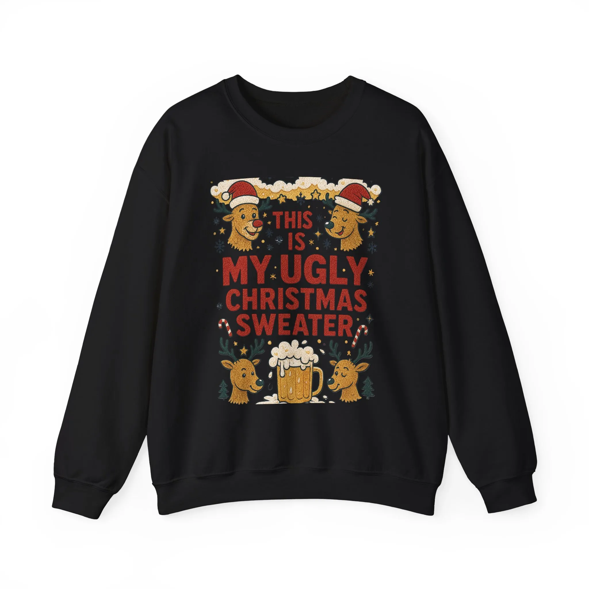 This Is My Ugly Christmas Sweater Men's Sweatshirt, Funny Beer - Reindeer Holiday Pullover, Classic Knit Style, Xmas Party Outfit - Image 4