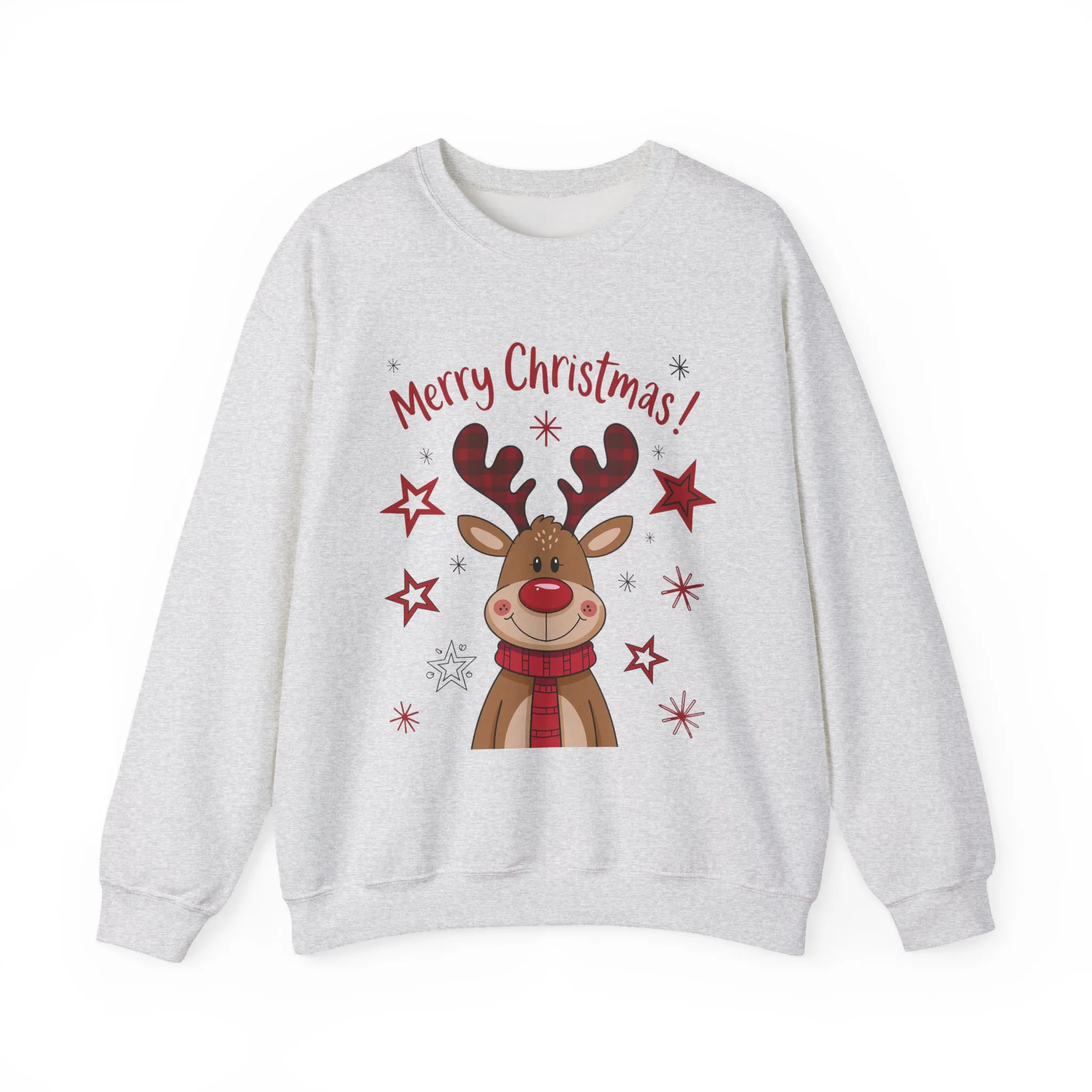 Women's Merry Christmas Reindeer Sweatshirt, Cute Plaid Antlers Design, Holiday Pullover, Mother-Daughter Matching Outfit - Image 7
