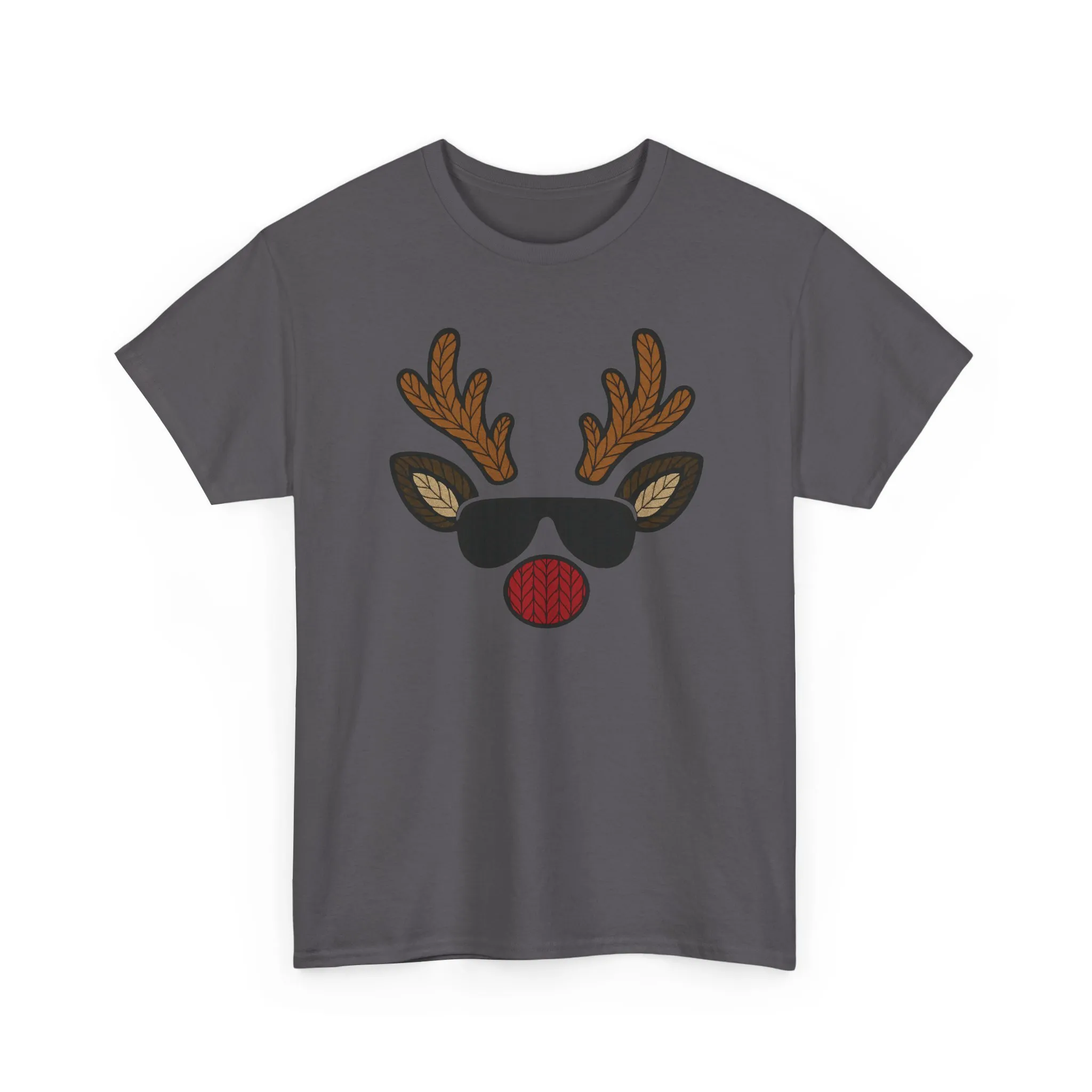 Men's Reindeer Face Christmas T-Shirt, Classic Holiday Tee, Father-Son Matching Outfit - Image 19