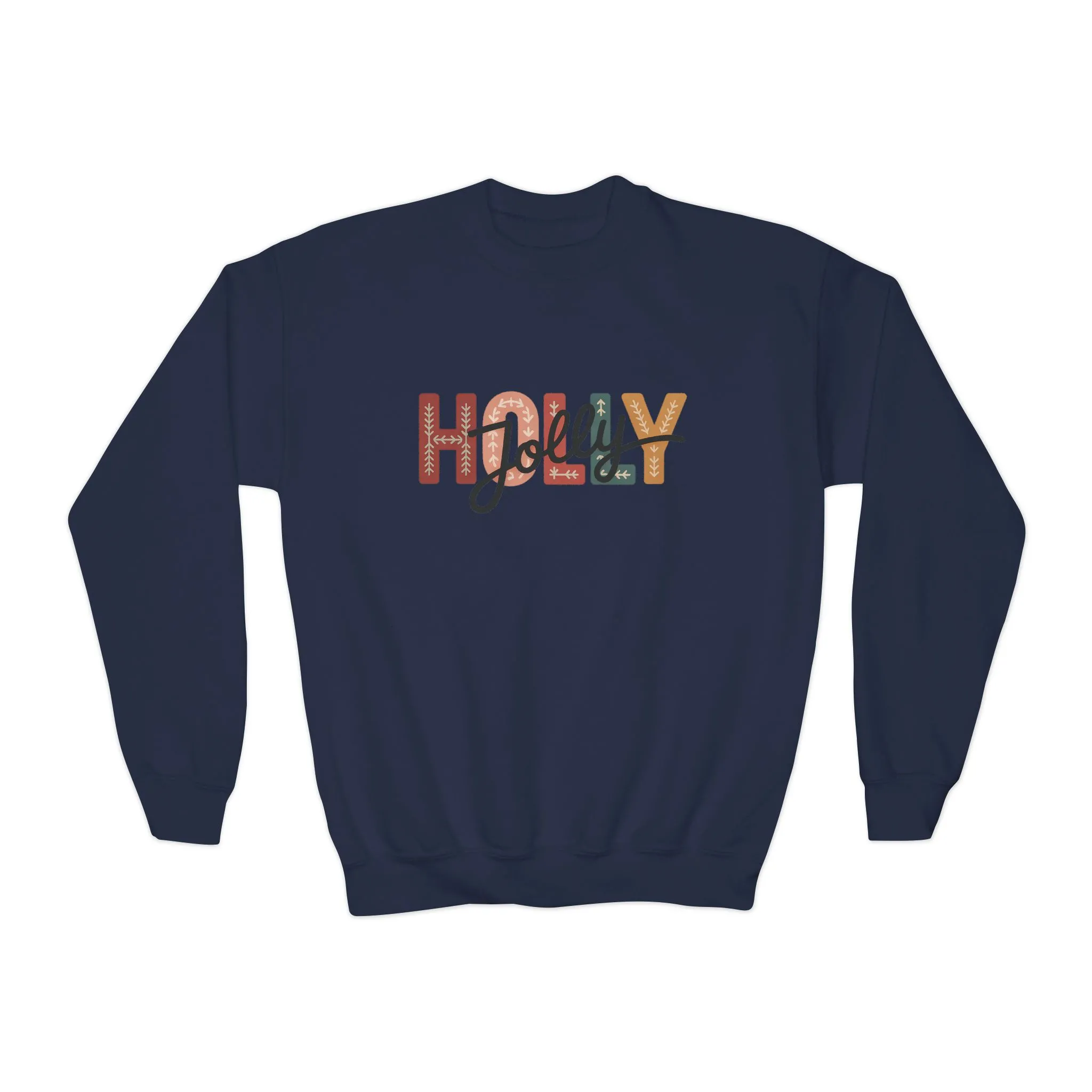 Girls Holly Jolly Christmas Sweatshirt, Minimal Festive Letter Pullover, Mother-Daughter Matching Outfit - Image 11