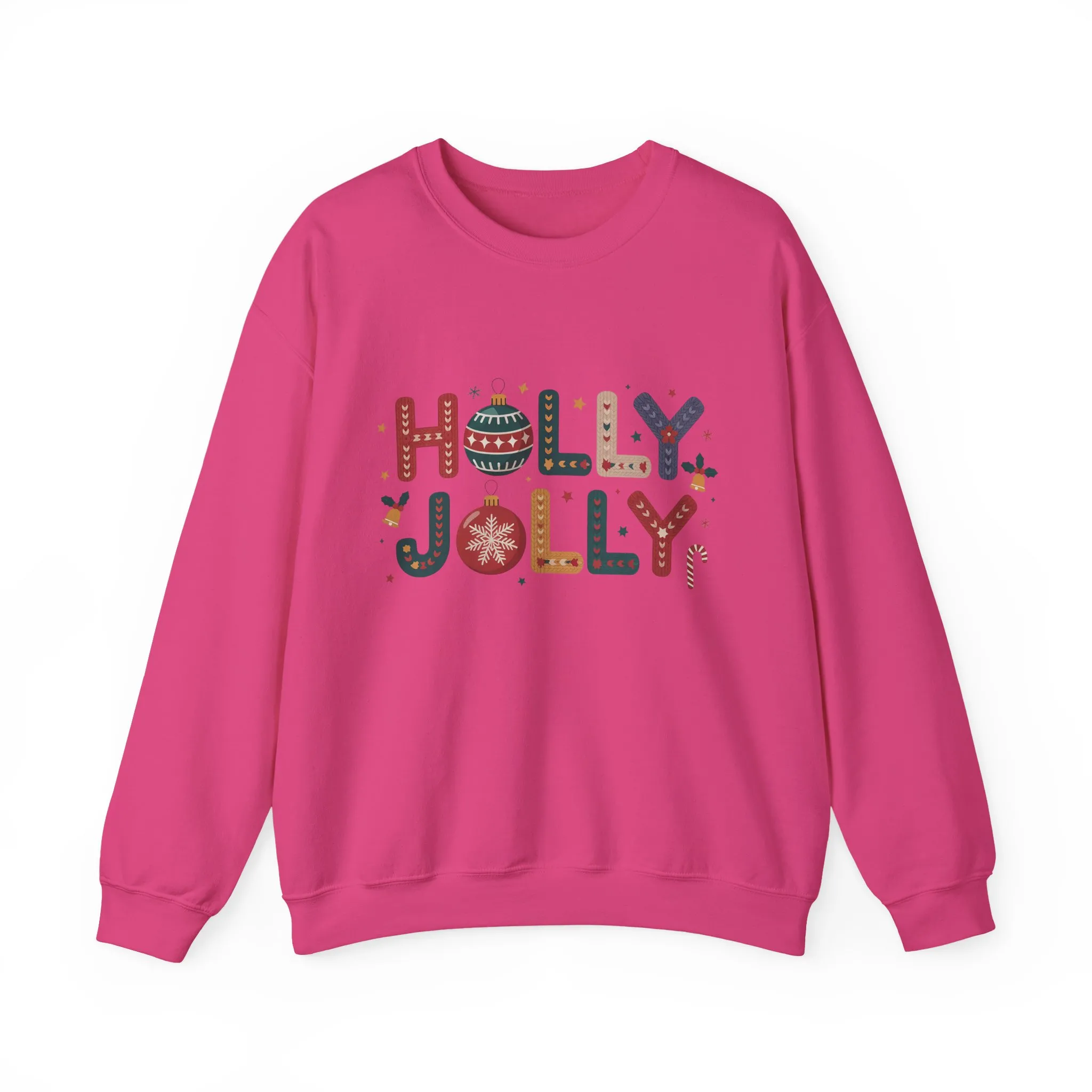 Women's Holly Jolly Christmas Sweatshirt, Ornament Letter Design, Cozy Holiday Pullover, Mother-Daughter Matching Outfit - Image 25