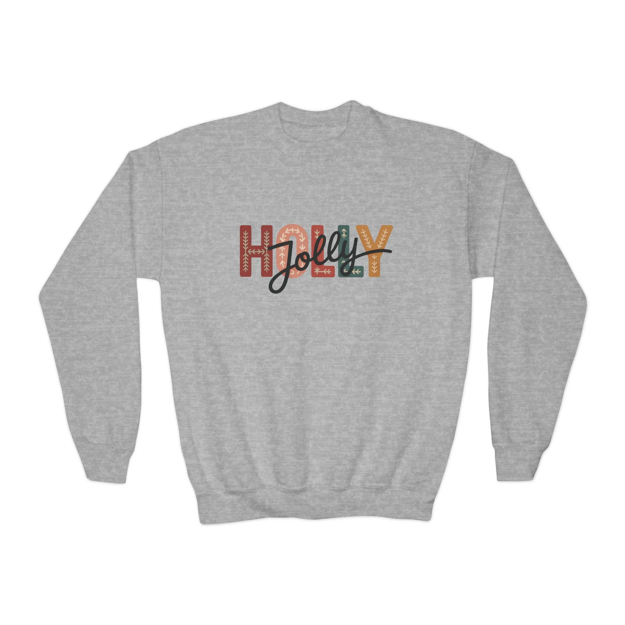 Girls Holly Jolly Christmas Sweatshirt, Minimal Festive Letter Pullover, Mother-Daughter Matching Outfit - Image 5