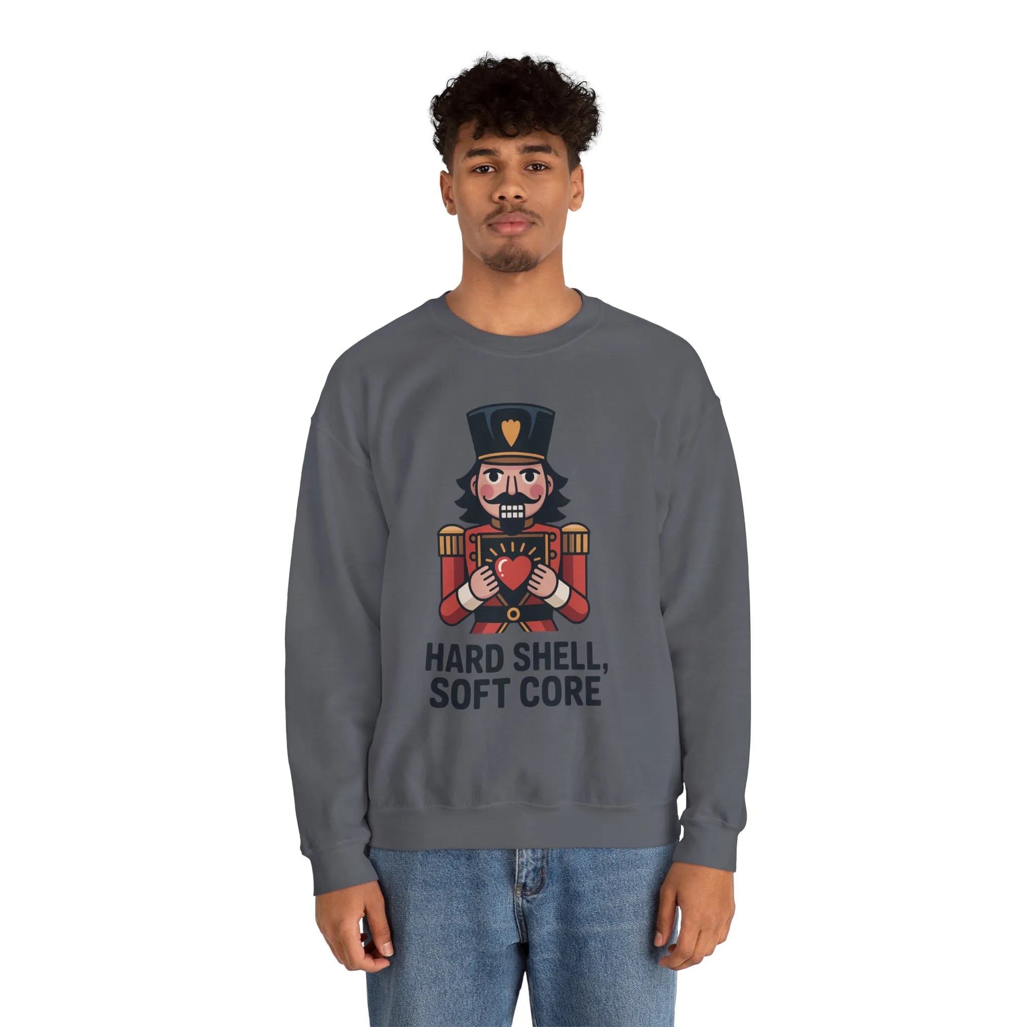 Hard Shell Soft Core Men's Sweatshirt, Funny Nutcracker Christmas Sweater, Holiday Gift for Him - Image 17