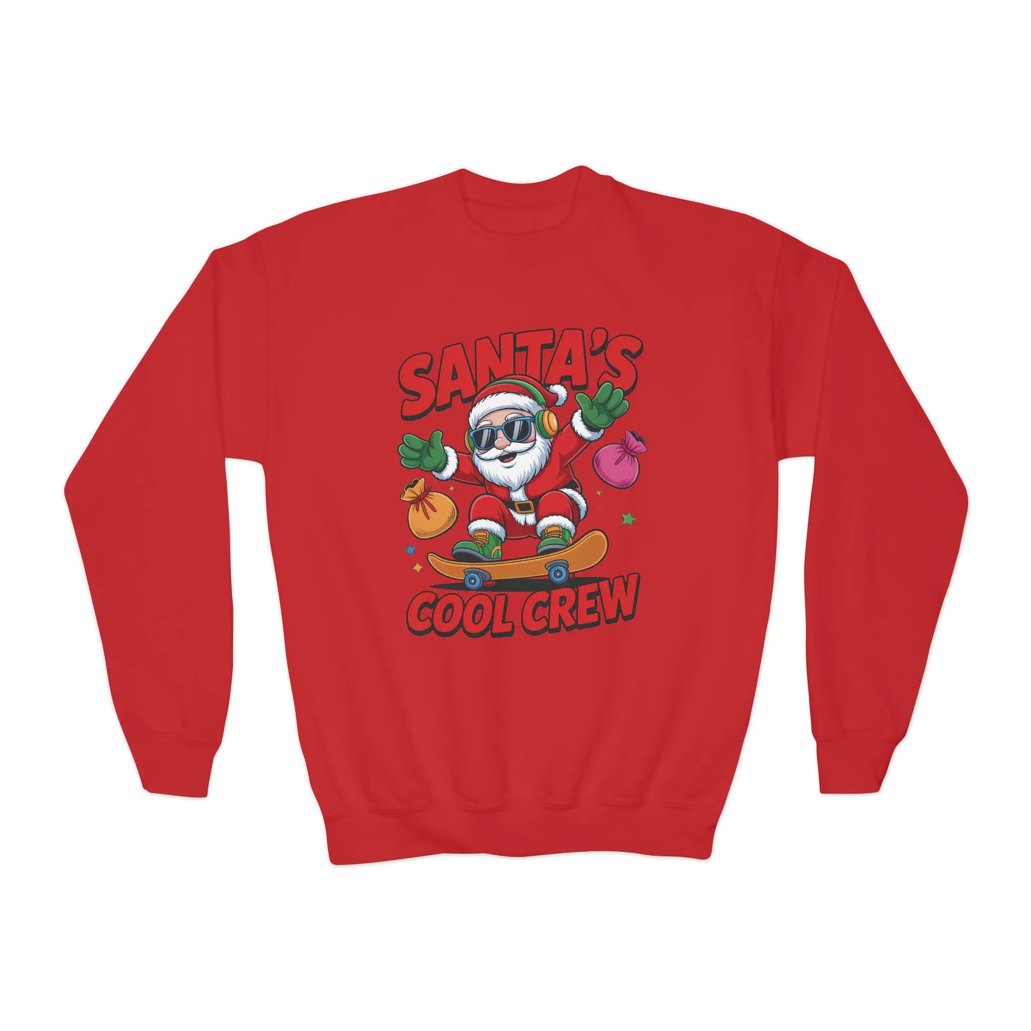 Santa's Cool Crew Youth Sweatshirt, Funny Santa Skateboard Christmas Pullover for Boys, Youth Crewneck Sweatshirt - Image 19