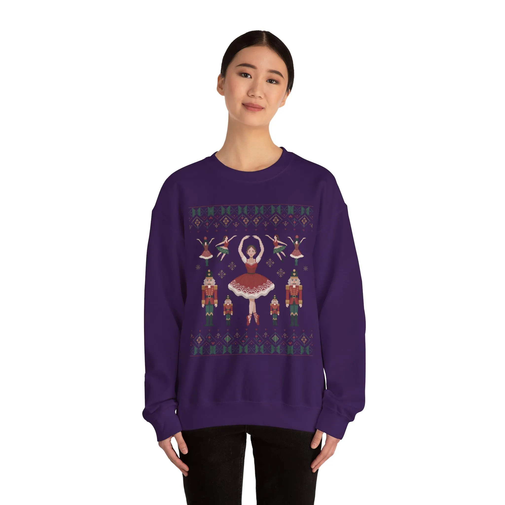 Nutcracker Ballerina Women's Christmas Sweatshirt, Cozy Ballet Sweater, Mom - Daughter Family Match Holiday Outfit - Image 23