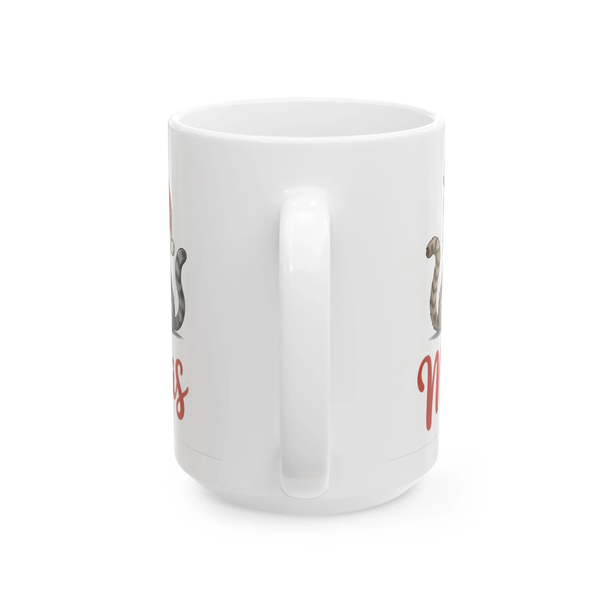 Meowy Christmas Mug, Cute Cat Lover Holiday Cup, Funny Festive Coffee Mug, Gift for Cat Moms - Dads, Ceramic Mug, (15oz) - Image 2