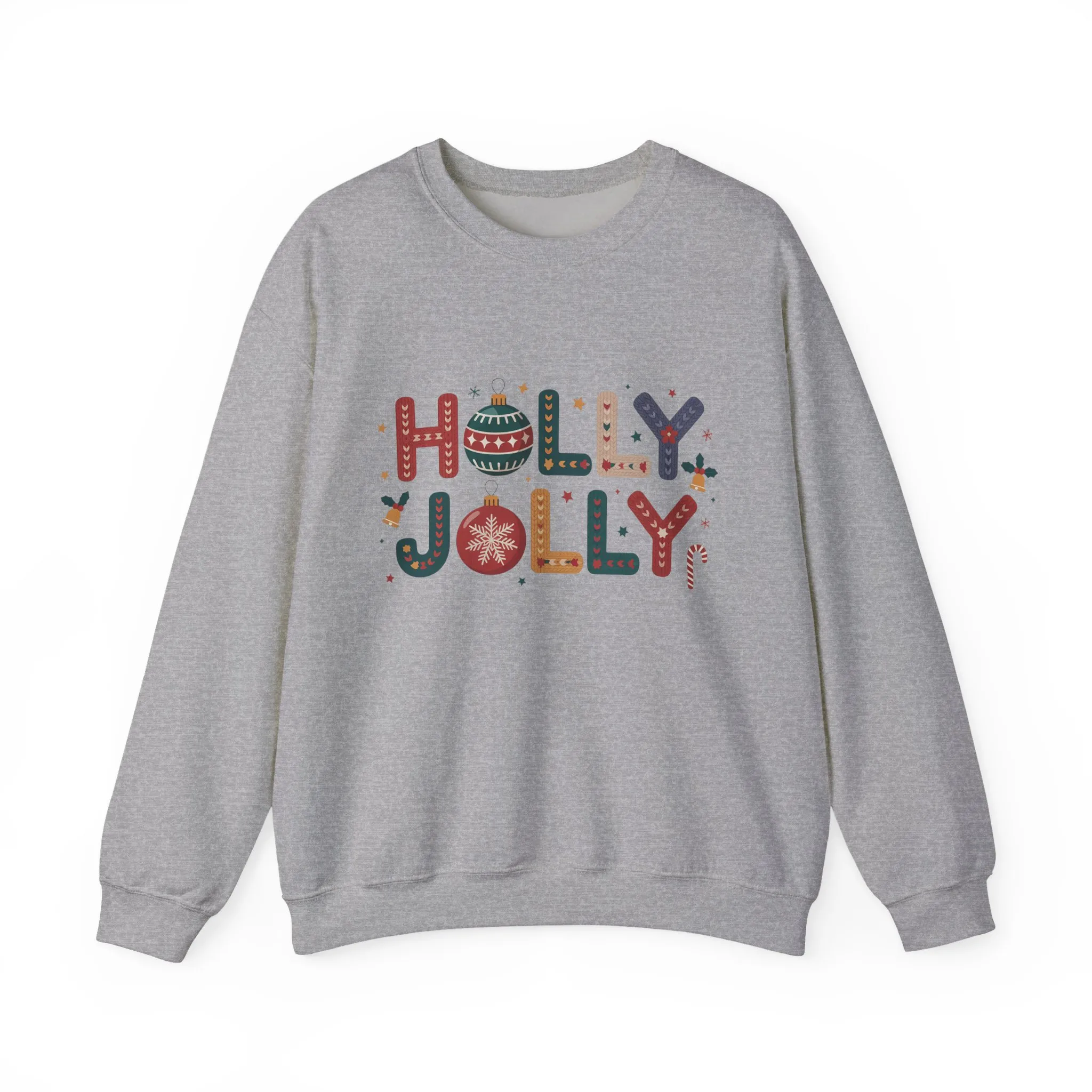 Women's Holly Jolly Christmas Sweatshirt, Ornament Letter Design, Cozy Holiday Pullover, Mother-Daughter Matching Outfit - Image 10