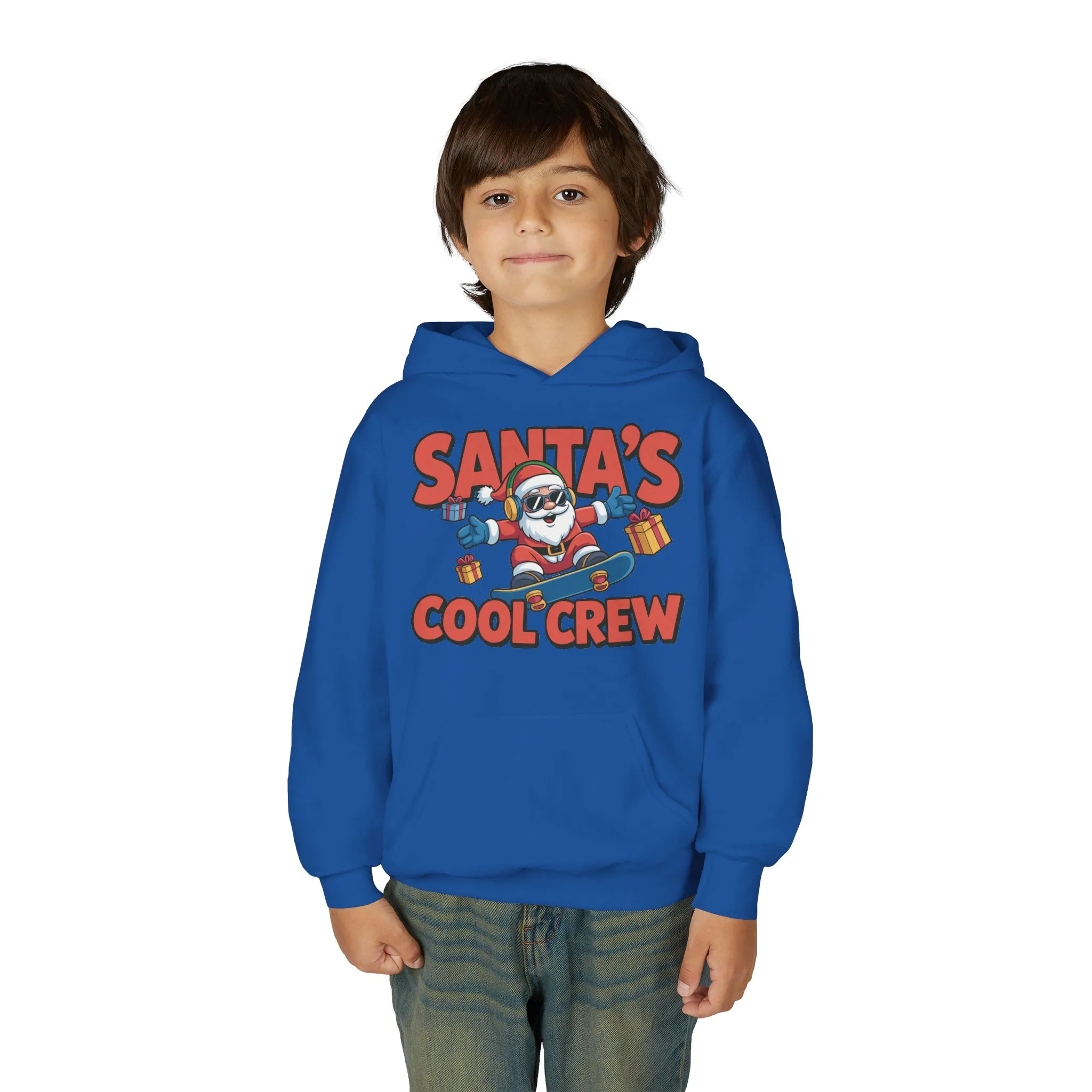Santa's Cool Crew Youth Hoodie, Funny Christmas Hoodie for Boys, Cool Santa Skateboard Gift, Youth Heavy Blend Hooded Sweatshirt - Image 15