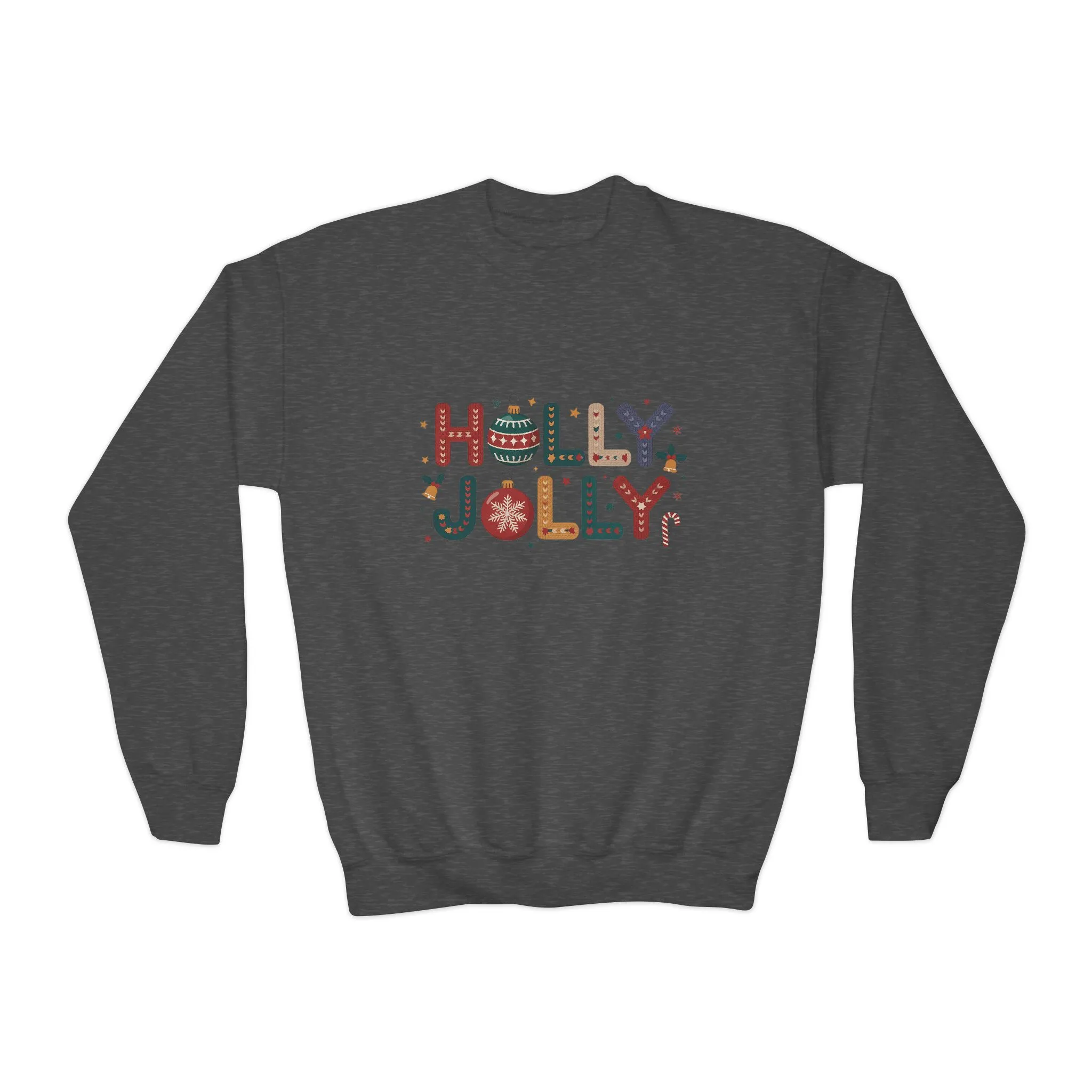 Girls Holly Jolly Christmas Sweatshirt, Cute Ornament Letter Pullover, Mother-Daughter Matching Outfit - Image 7
