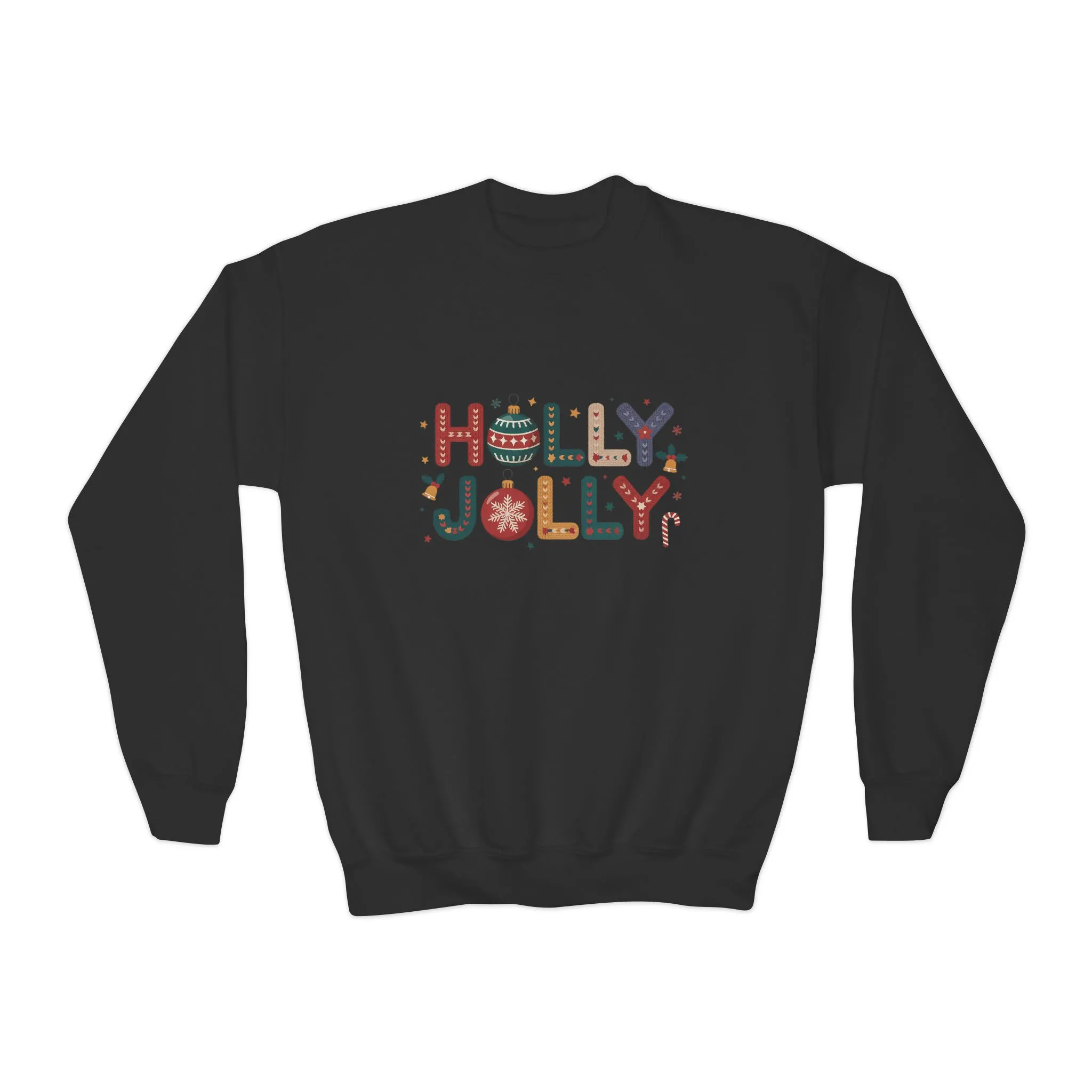 Girls Holly Jolly Christmas Sweatshirt, Cute Ornament Letter Pullover, Mother-Daughter Matching Outfit - Image 3
