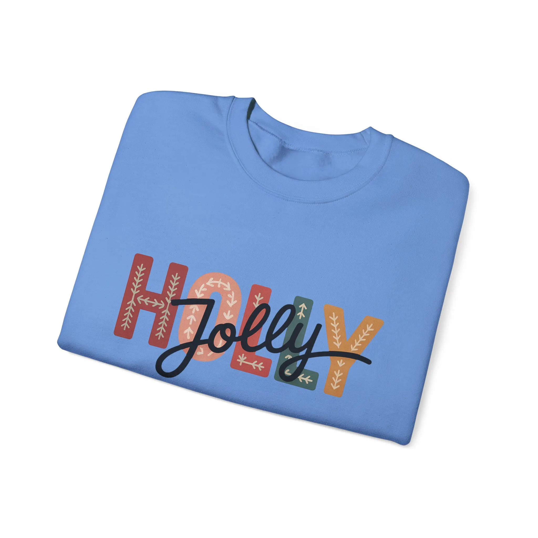 Women's Holly Jolly Christmas Sweatshirt, Minimal Festive Letter Design, Cozy Holiday Pullover, Mother-Daughter Matching Outfit - Image 10