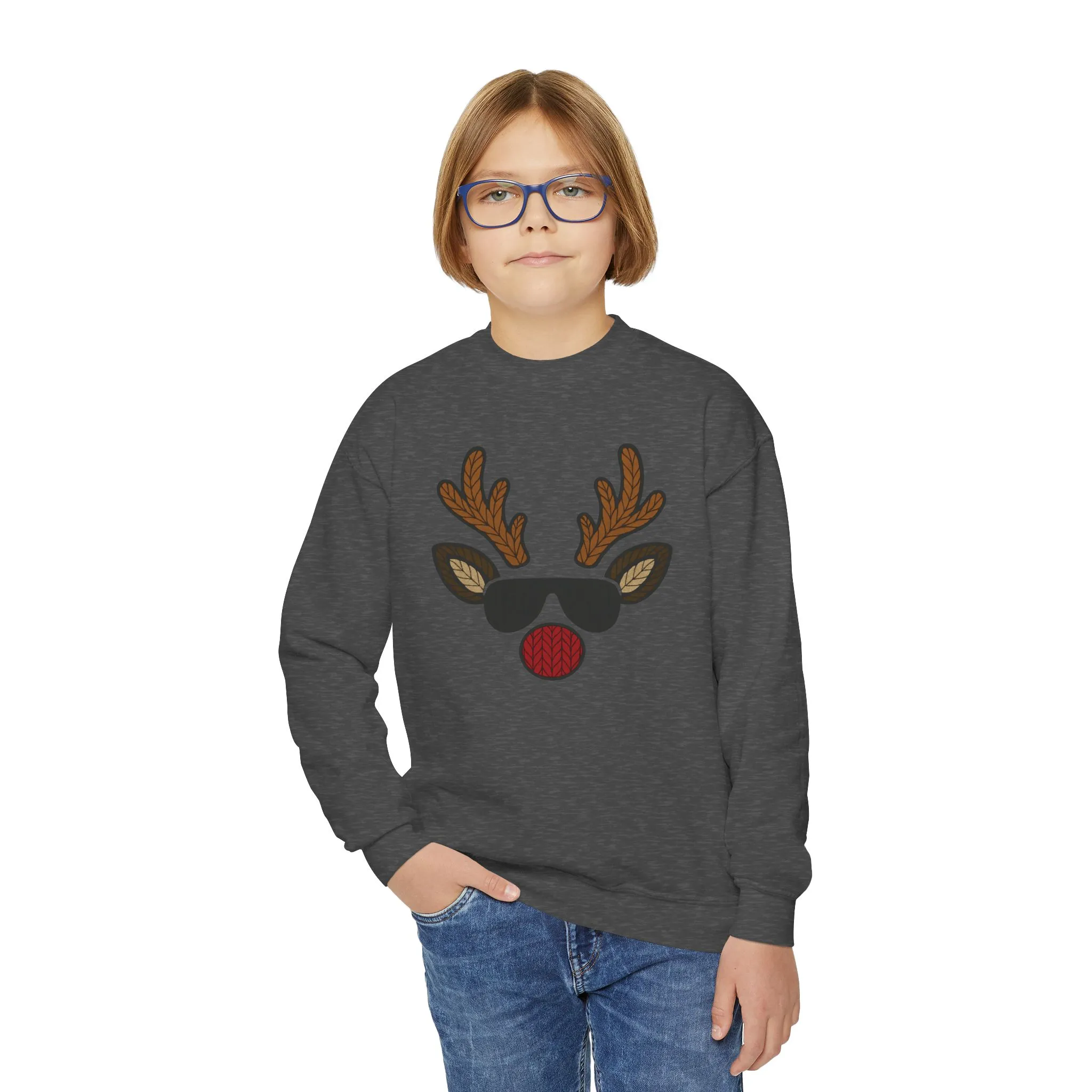 Boys Reindeer Face Christmas Sweatshir,| Knitted Holiday Pullover, Father-Son Matching Outfit - Image 4