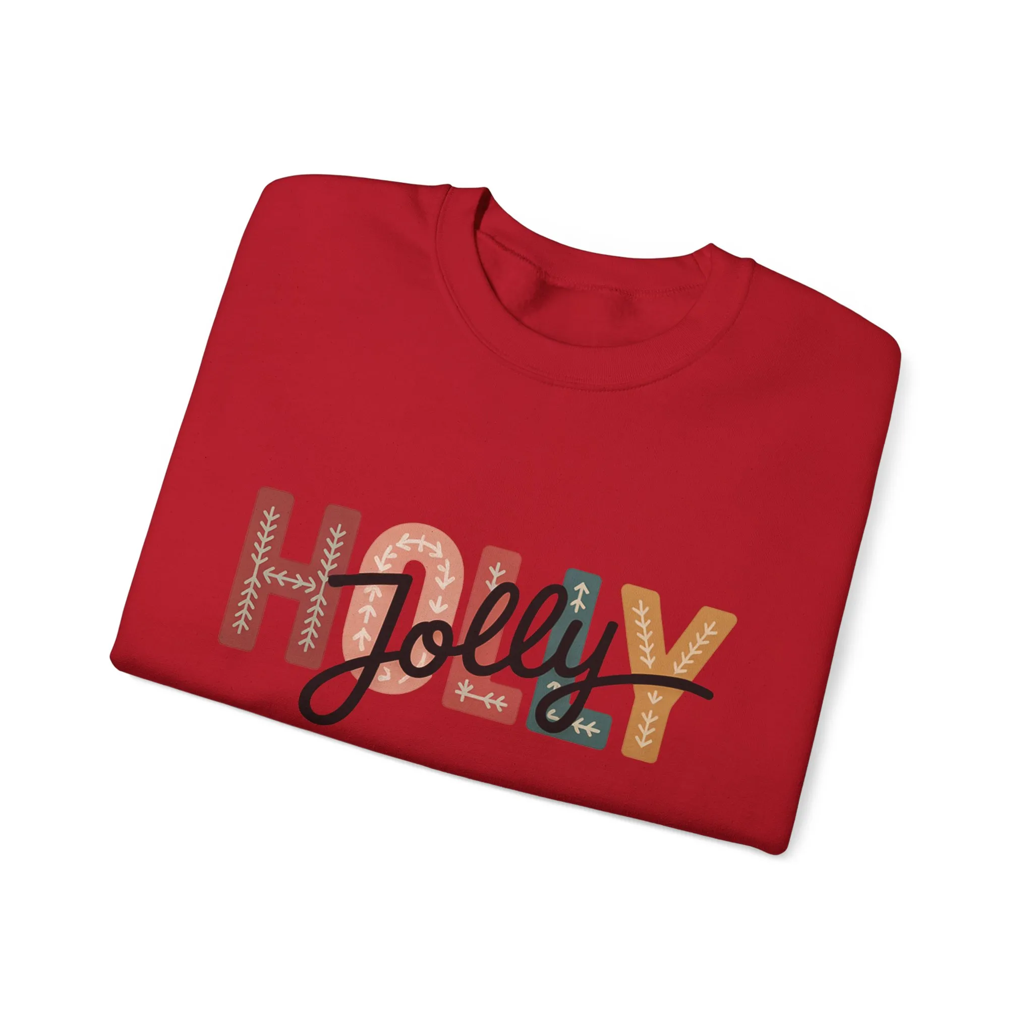 Women's Holly Jolly Christmas Sweatshirt, Minimal Festive Letter Design, Cozy Holiday Pullover, Mother-Daughter Matching Outfit - Image 34