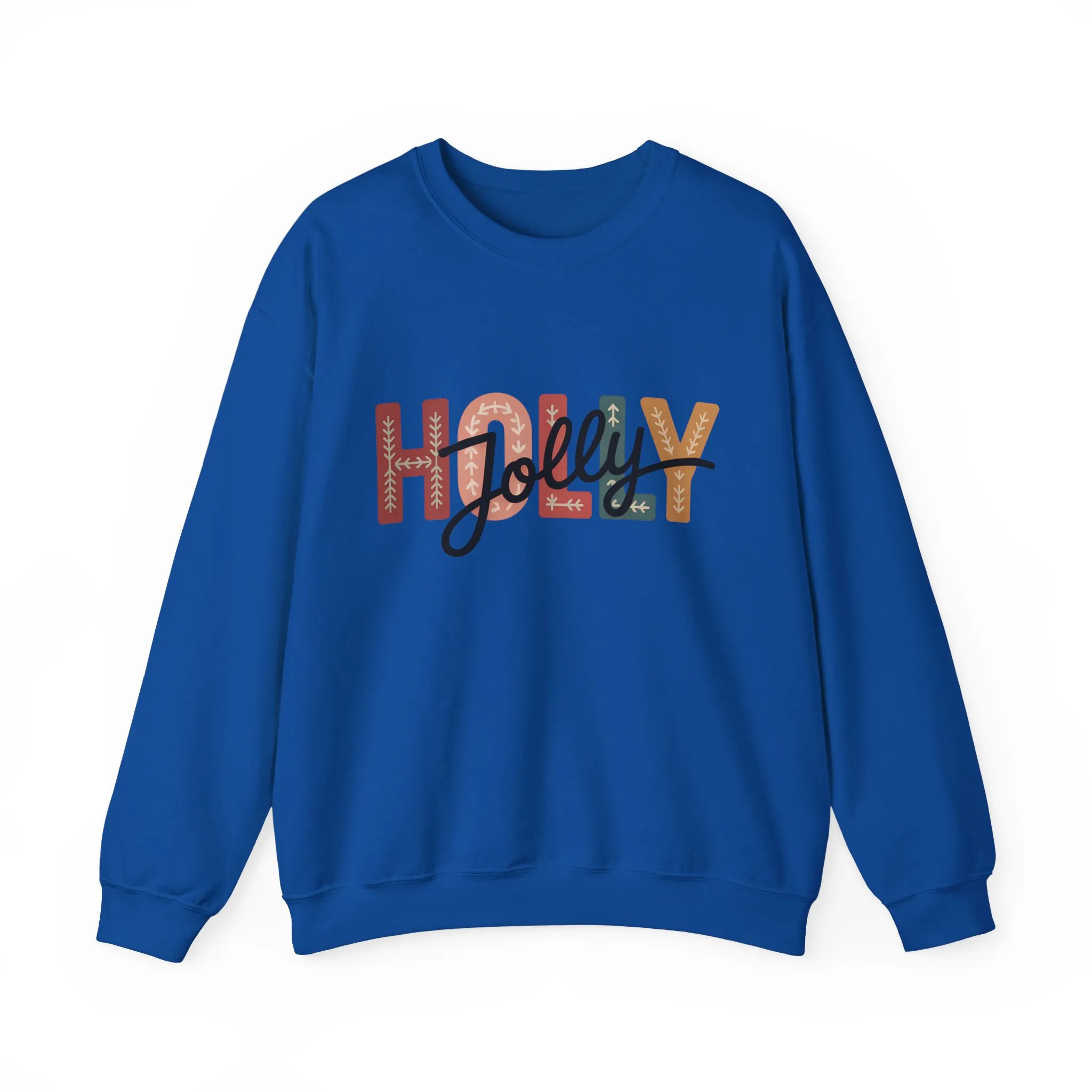Women's Holly Jolly Christmas Sweatshirt, Minimal Festive Letter Design, Cozy Holiday Pullover, Mother-Daughter Matching Outfit - Image 17