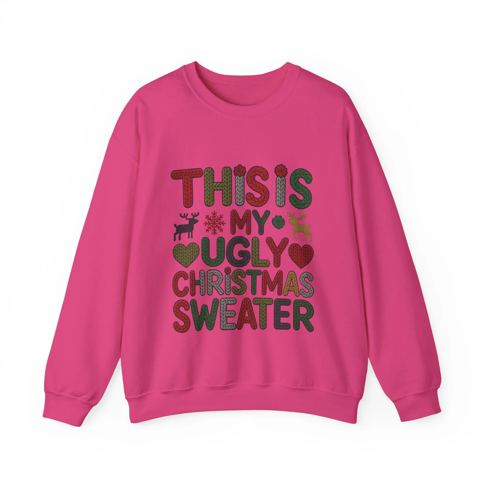 This Is My Ugly Christmas Sweater Women's Sweatshirt, Funny Holiday Pullover, Festive Knit Letter Design, Christmas Party Outfit - Image 22
