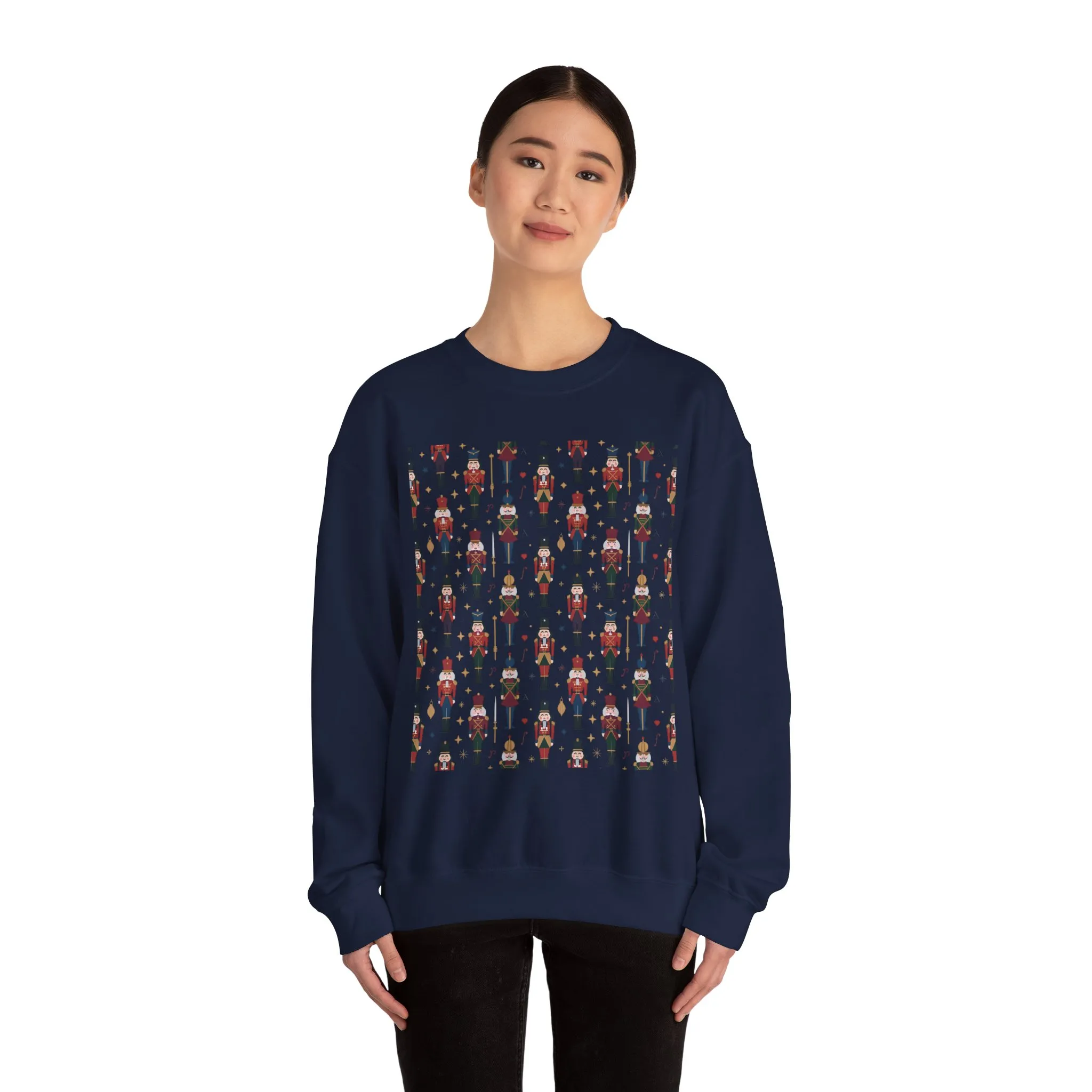 Nutcracker Pattern Women's Sweatshirt, Cozy Christmas Sweater, Holiday Gift for Her - Image 20
