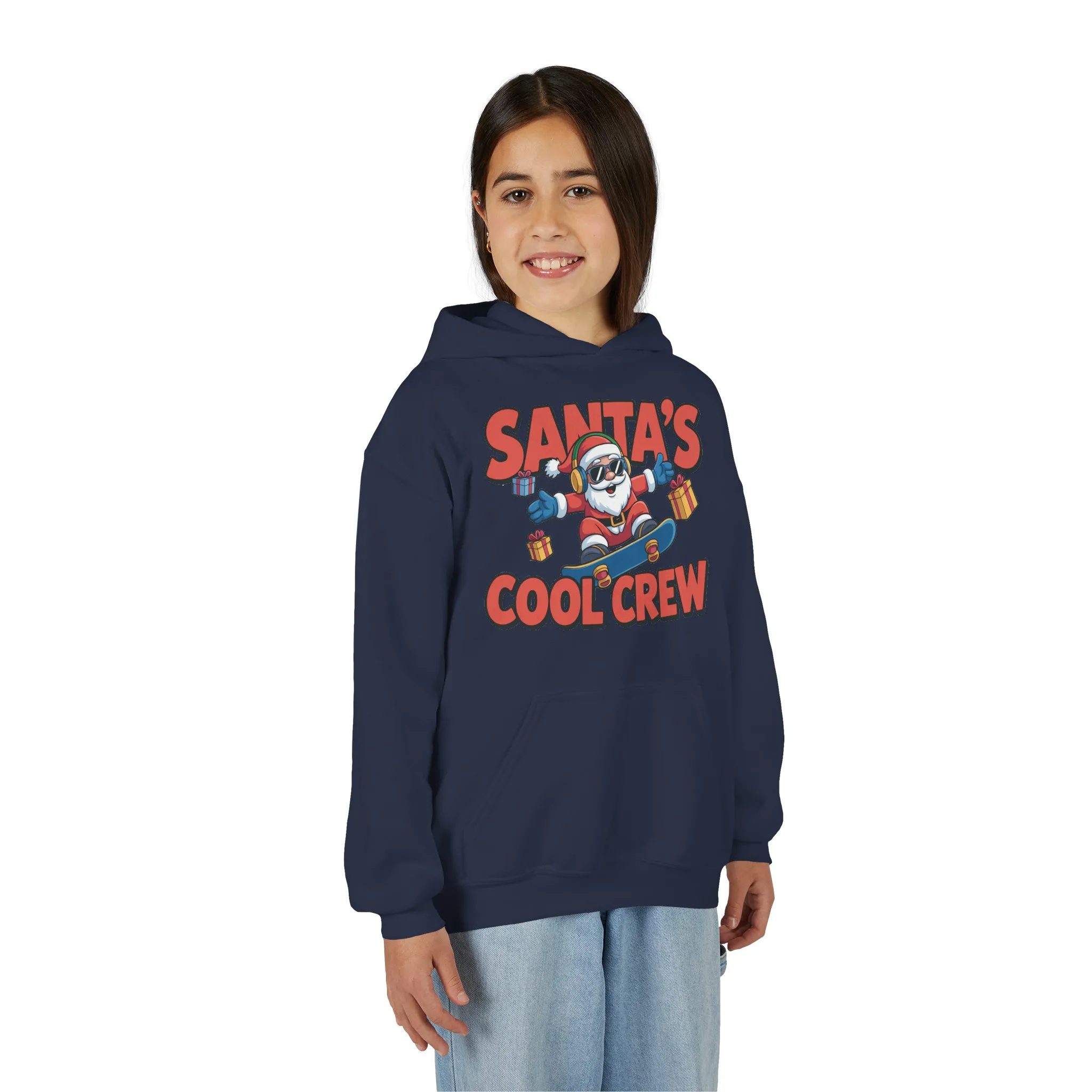 Santa's Cool Crew Youth Hoodie, Funny Christmas Hoodie for Boys, Cool Santa Skateboard Gift, Youth Heavy Blend Hooded Sweatshirt - Image 20