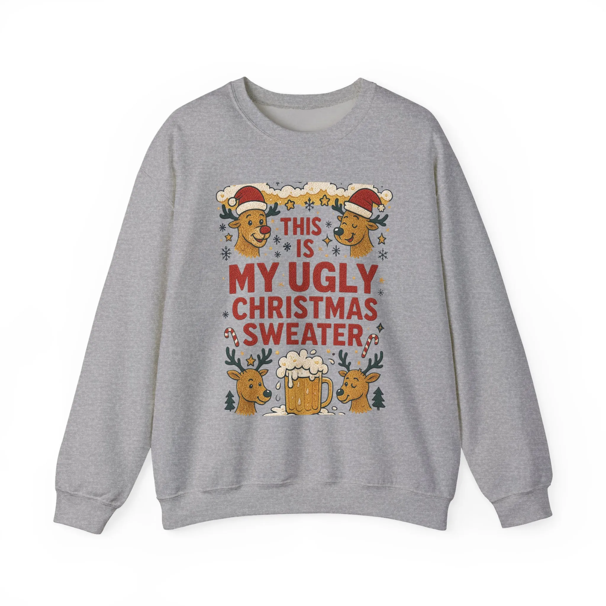 This Is My Ugly Christmas Sweater Men's Sweatshirt, Funny Beer - Reindeer Holiday Pullover, Classic Knit Style, Xmas Party Outfit - Image 7
