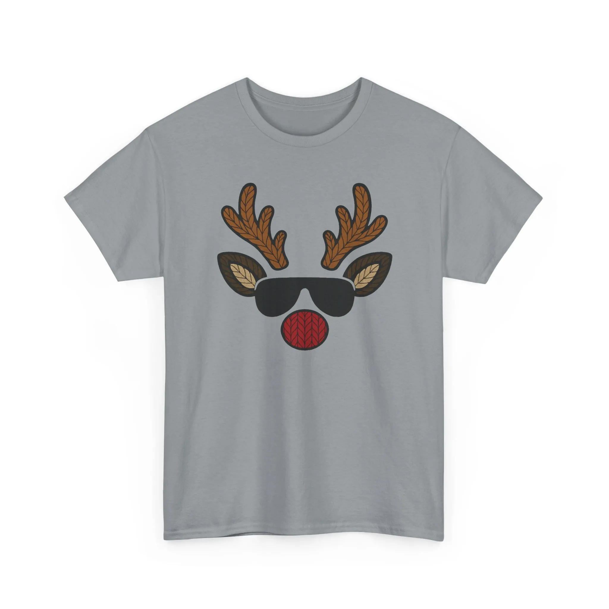 Men's Reindeer Face Christmas T-Shirt, Classic Holiday Tee, Father-Son Matching Outfit - Image 2